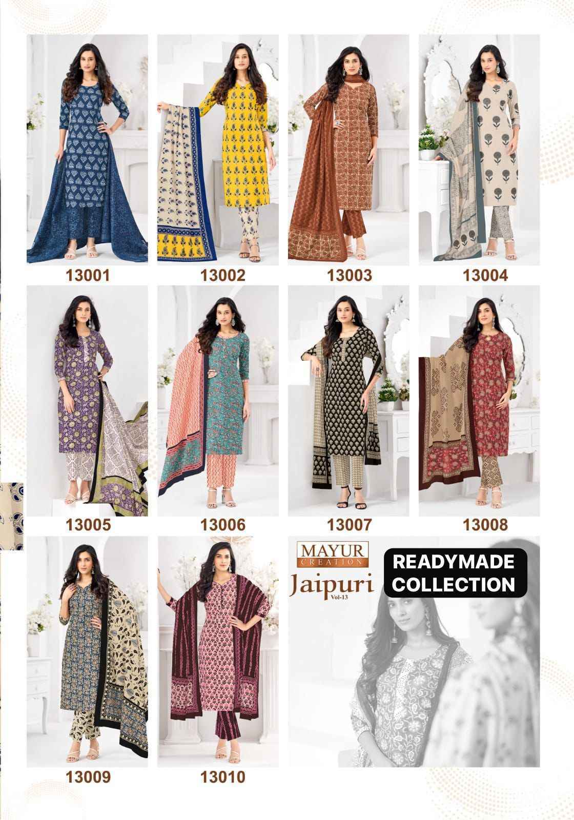 Mayur Creation Jaipuri Vol-13 Readymade Cotton Dress (10 pcs Catalogue)
