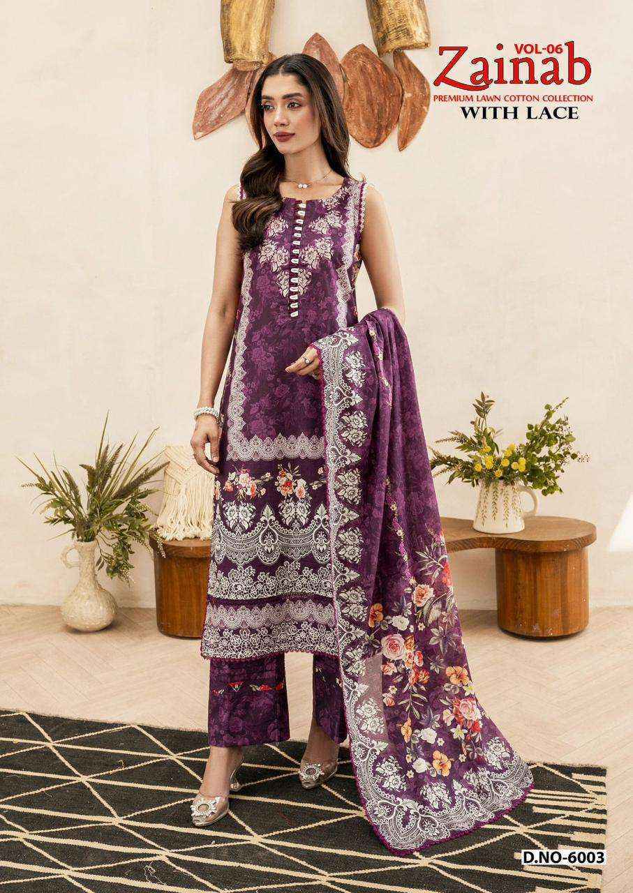 Miss World Choice Zainab Vol-6 Lawn Cotton Dress Material (6 pcs Catalogue)