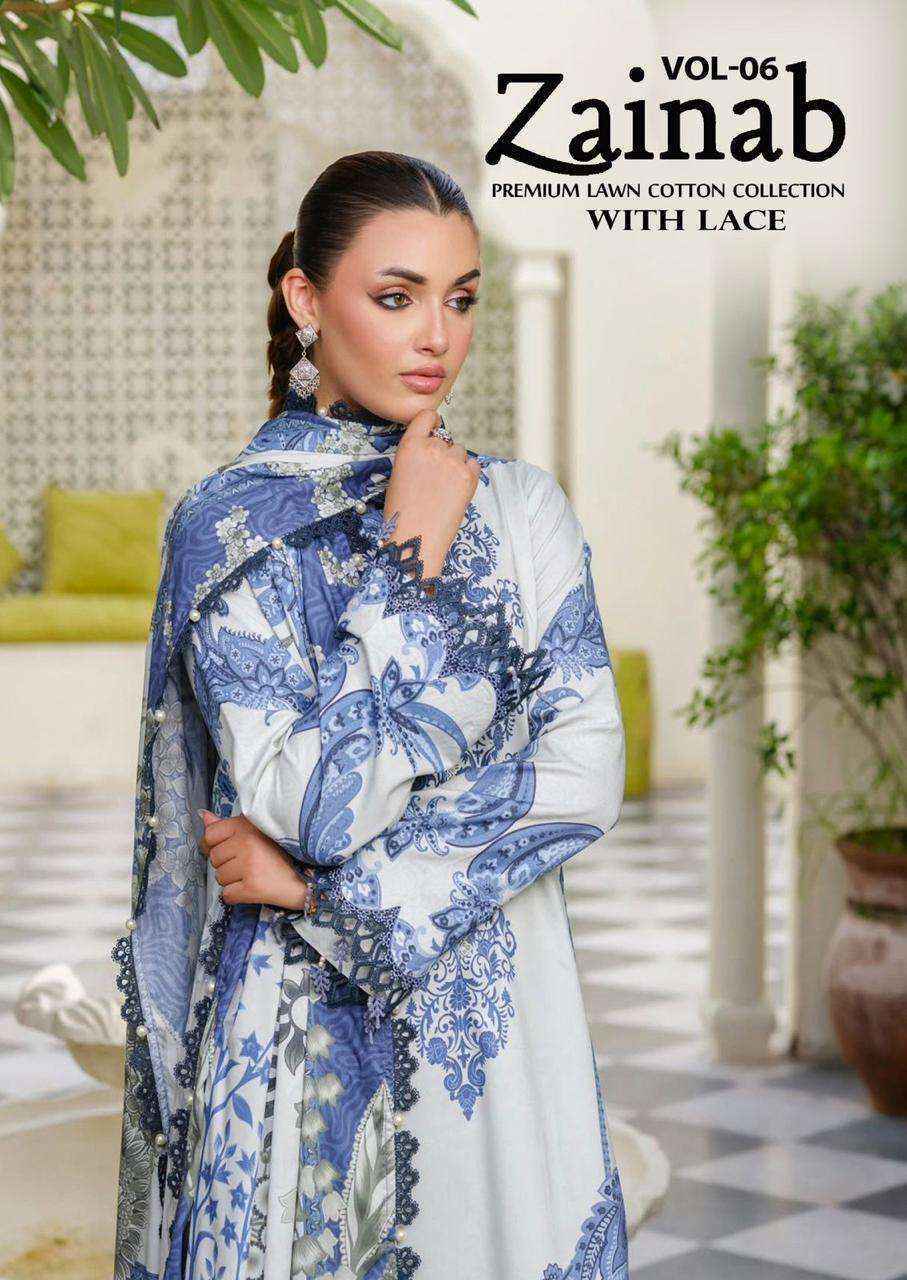 Miss World Choice Zainab Vol-6 Lawn Cotton Dress Material (6 pcs Catalogue)