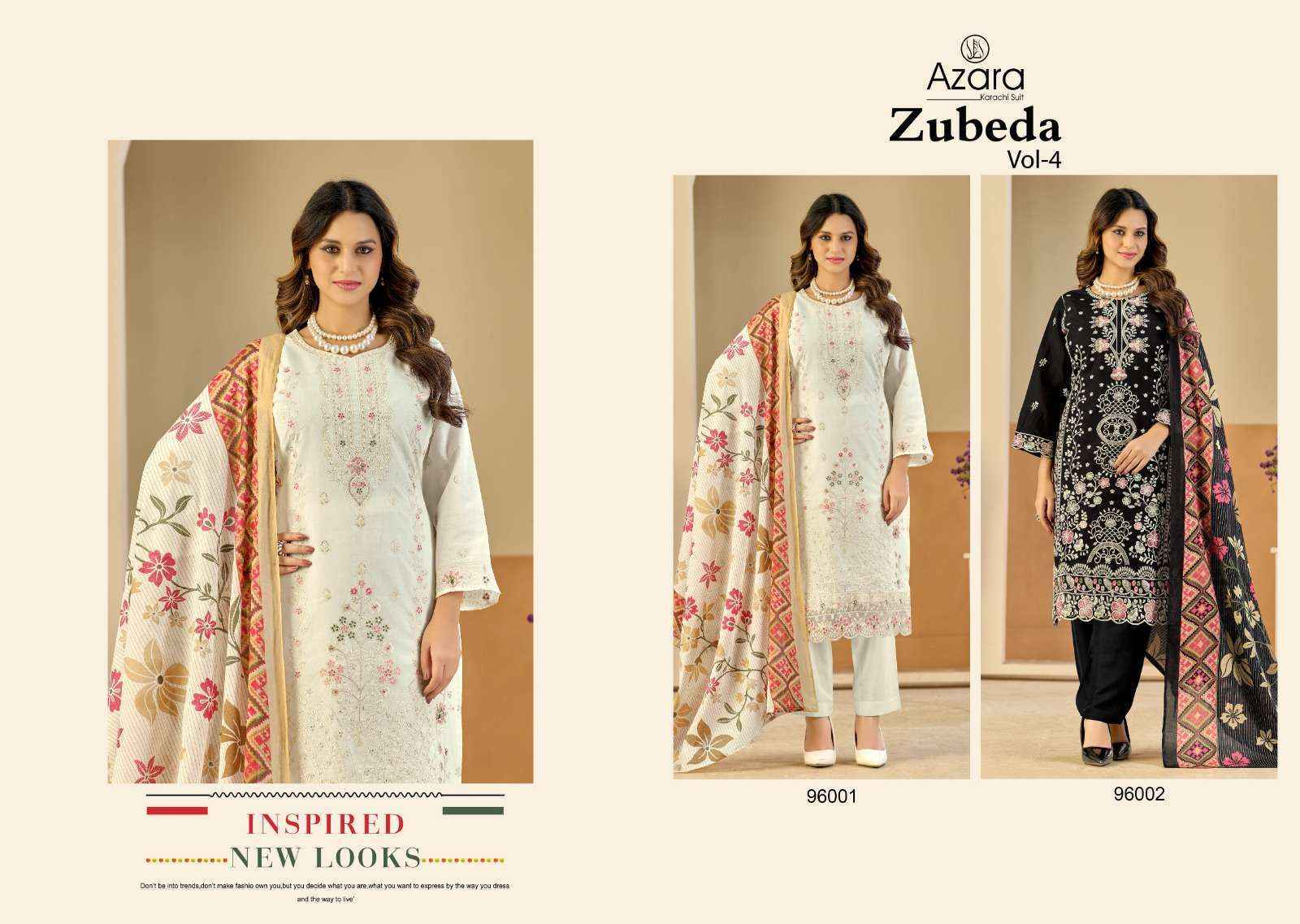 Radhika Fashion Azara Zubeda Vol-4 Lawn Cotton Dress Material (2 pcs Catalogue)