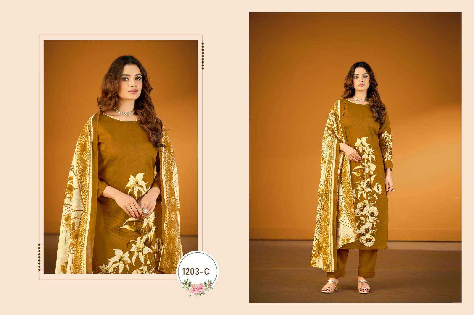 Radhika Fashion Kayka D No-1203 Jam Cotton Dress Material (4 pcs Catalogue)