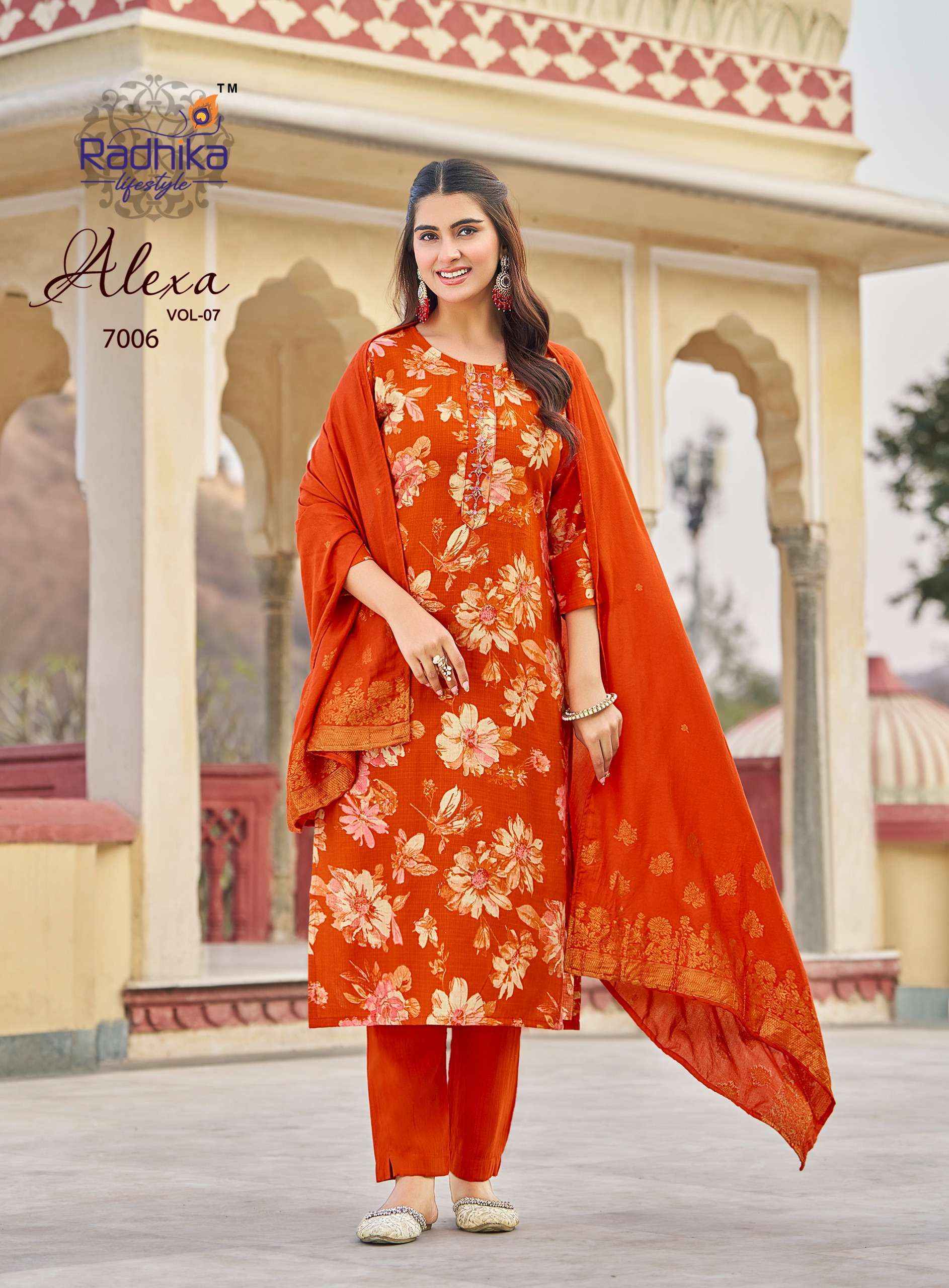 Radhika Lifestyle Alexa Vol-7 Vertican Silk Readymade Suit (8 pcs Catalogue)