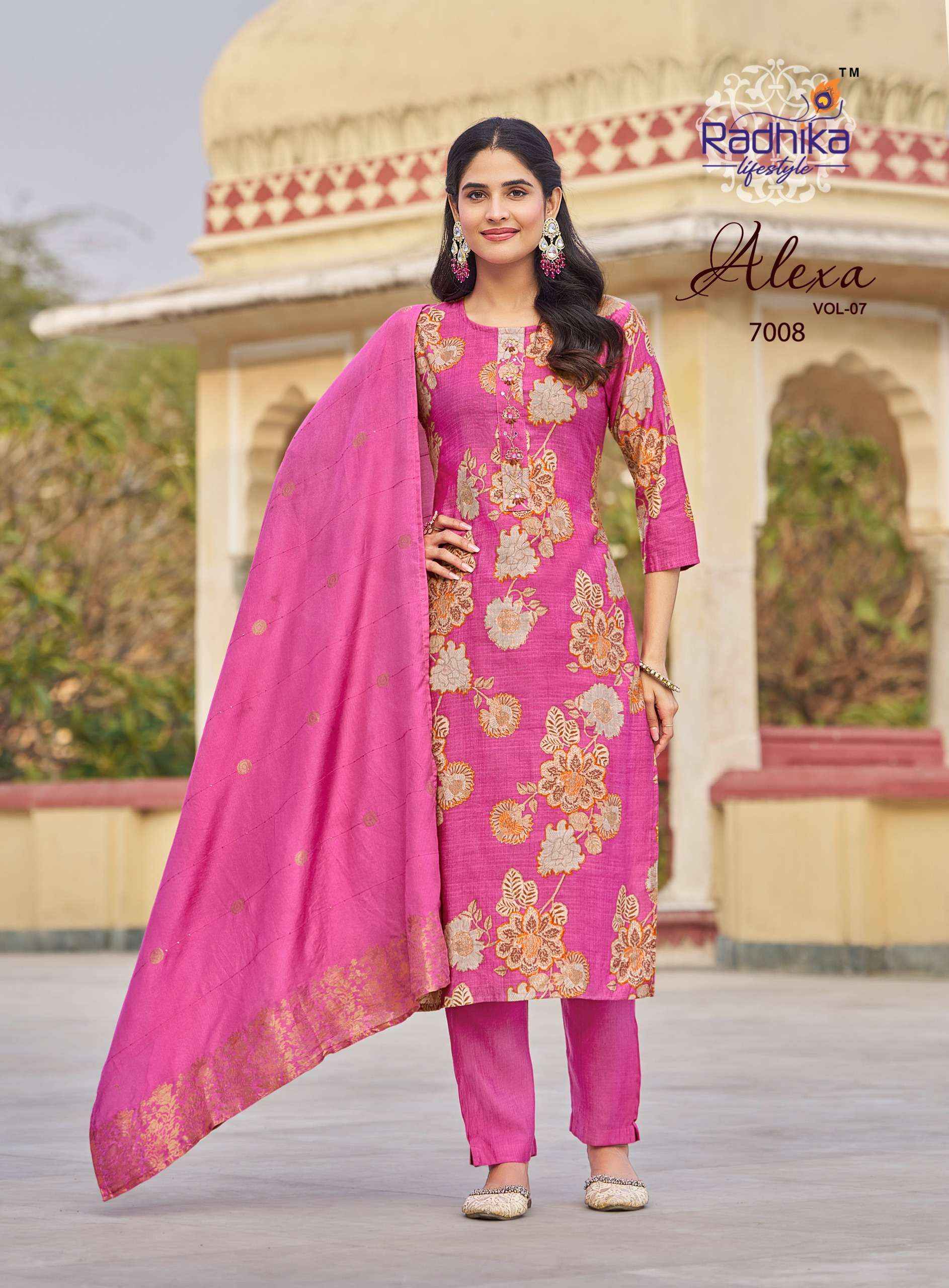 Radhika Lifestyle Alexa Vol-7 Vertican Silk Readymade Suit (8 pcs Catalogue)