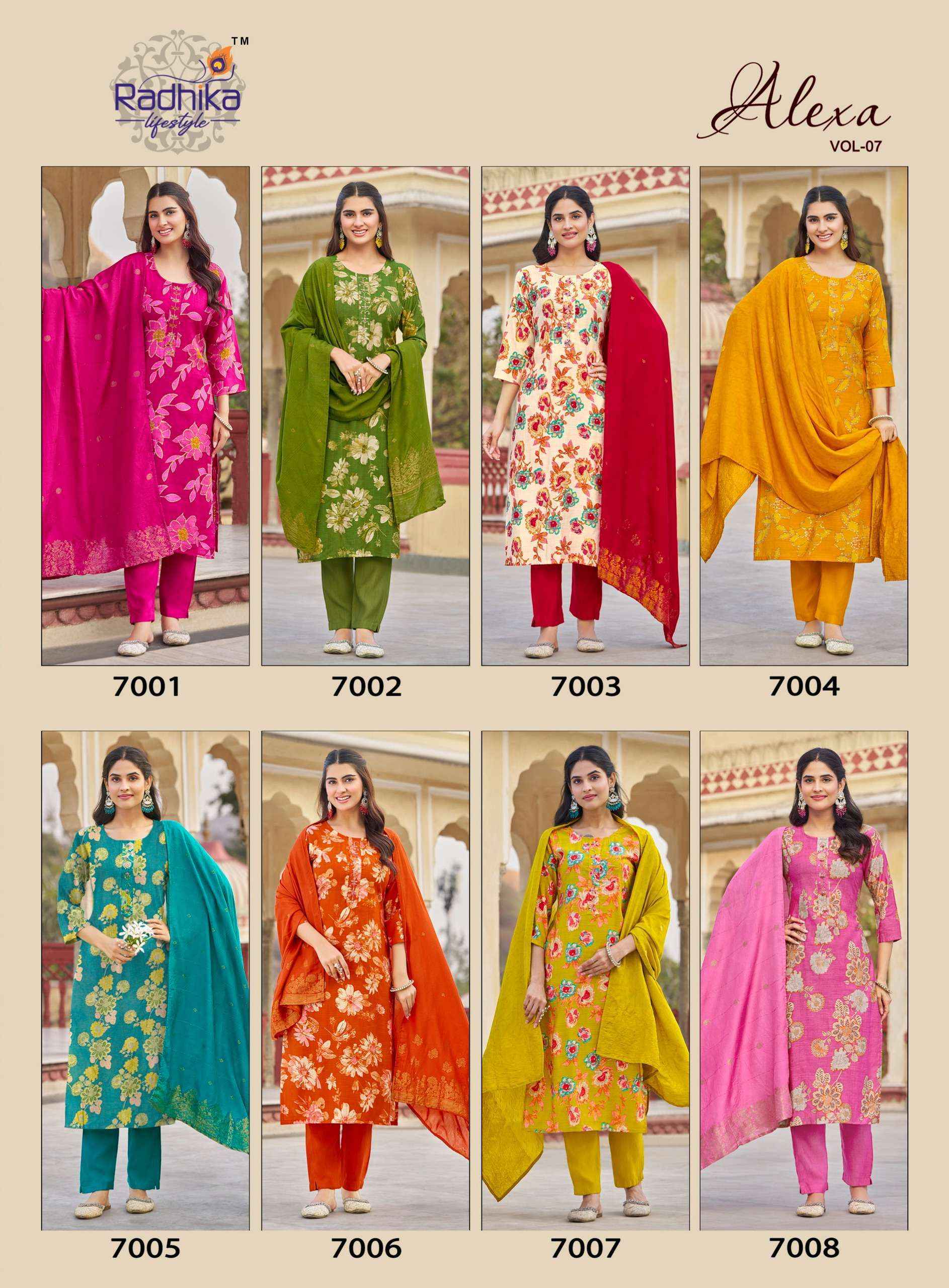 Radhika Lifestyle Alexa Vol-7 Vertican Silk Readymade Suit (8 pcs Catalogue)