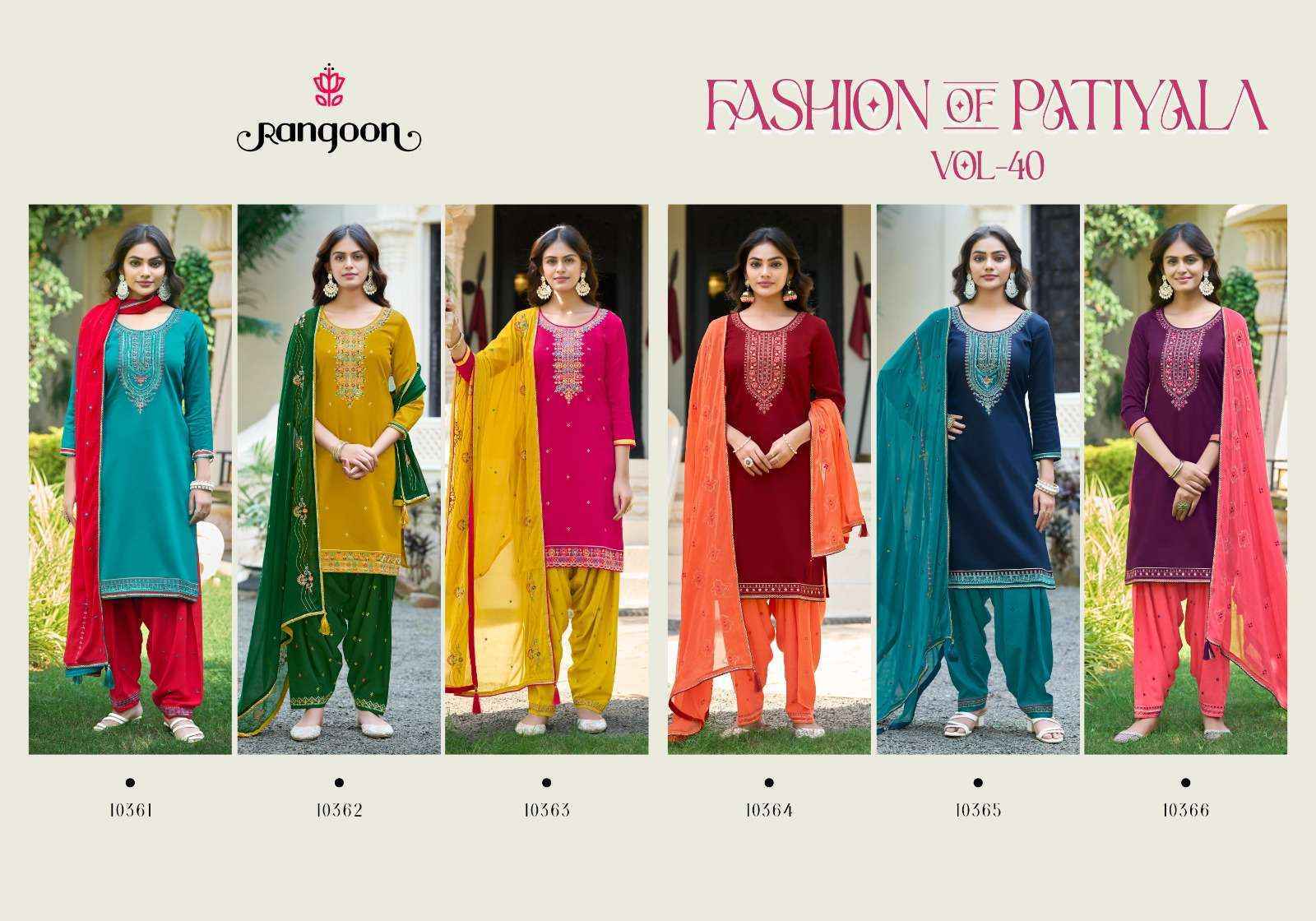 Rangoon Fashion Of Patiyala Vol-40 Jam Silk Readymade Suit (6 pcs Catalogue)