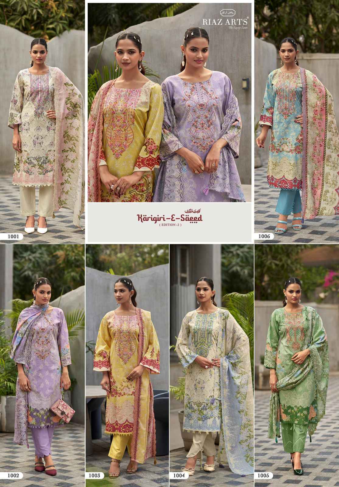 Riaz Arts Karigiri E Saeed Edition-2 Cotton Camric Lawn Dress Material (6 pcs Catalogue)