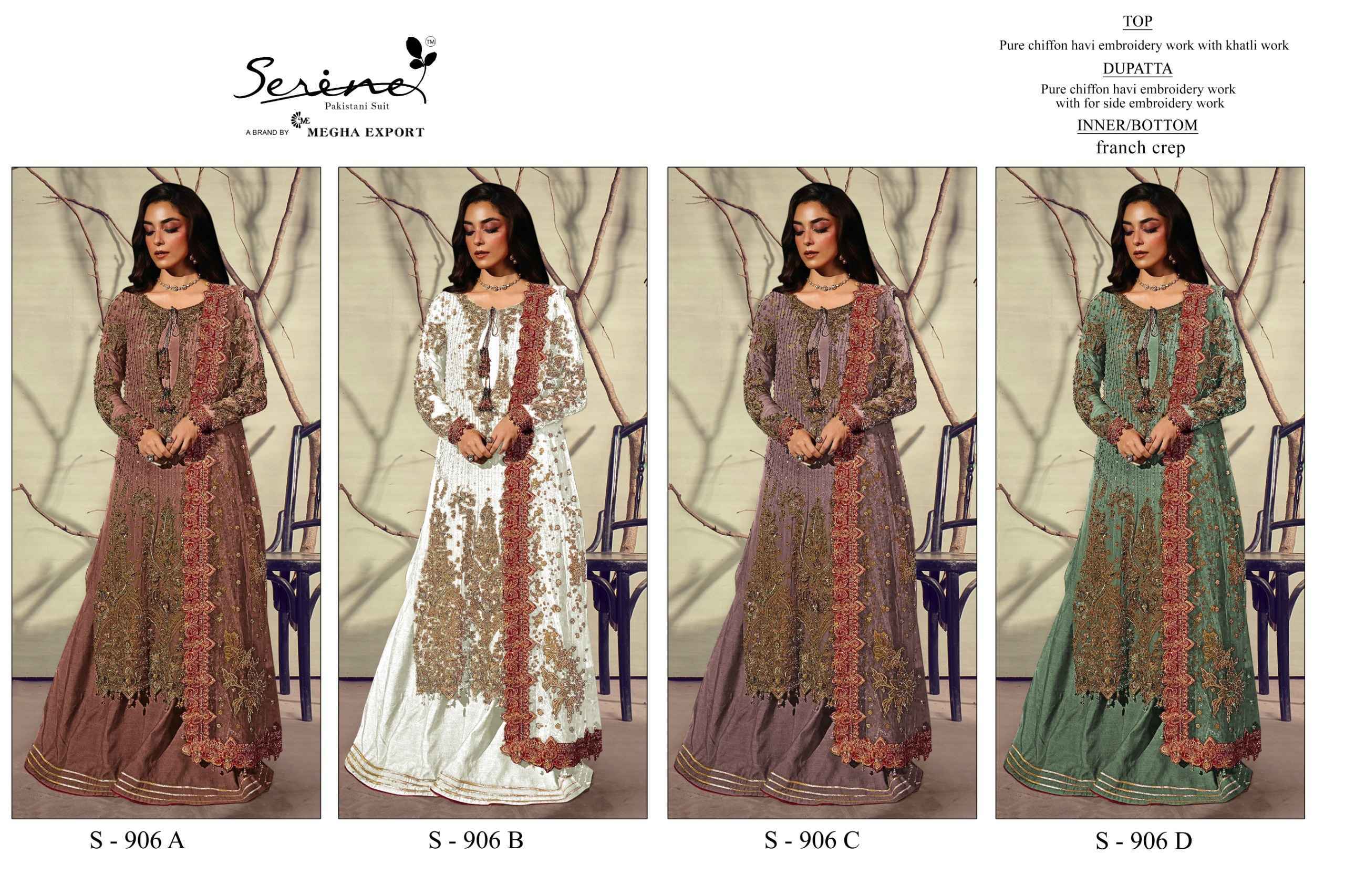 Serine D No S-906 Silk Dress Material (4 pcs Catalogue)