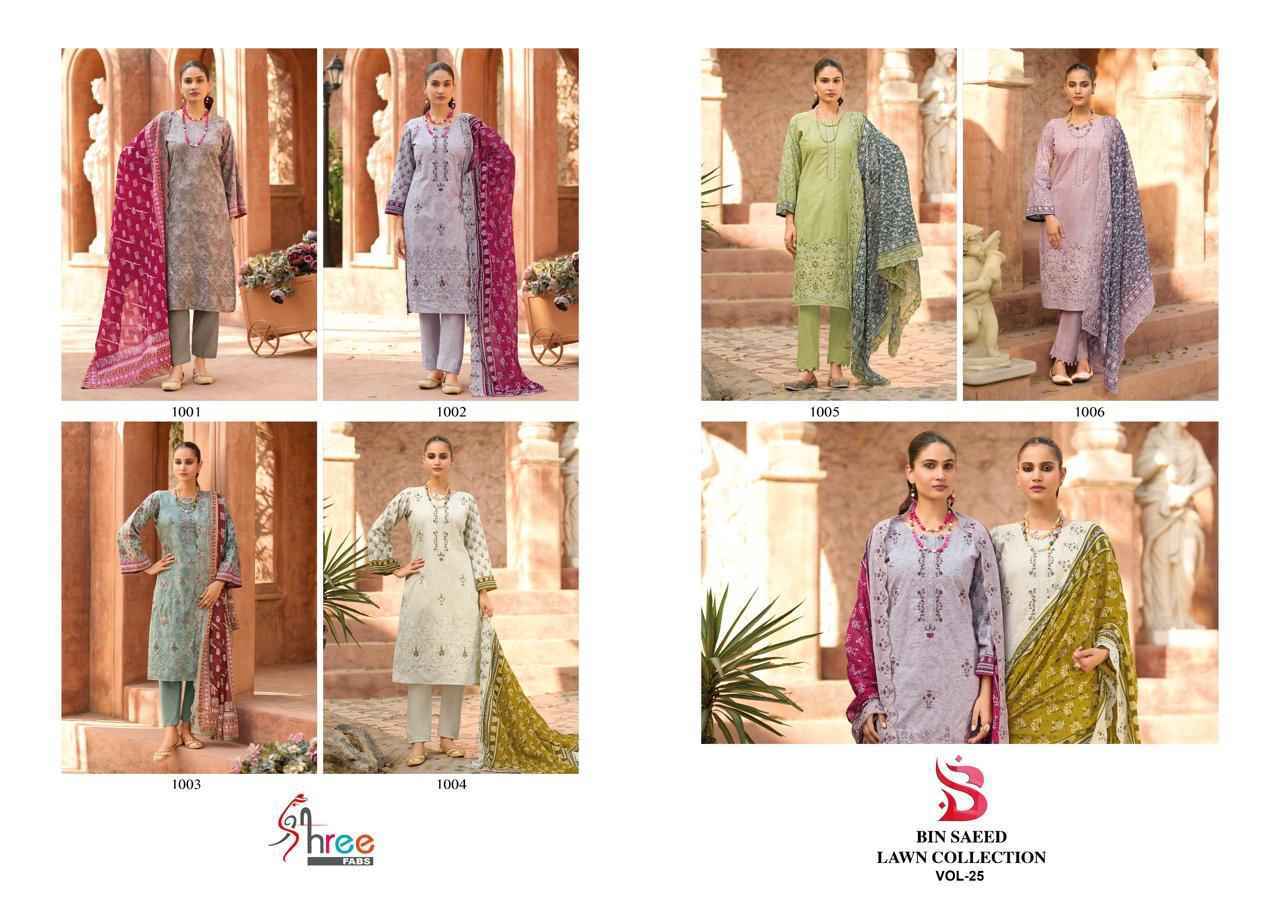 Shree Fabs Bin Saeed Lawn Collection Vol-25 Cotton Dress Material (6 pcs Catalogue)