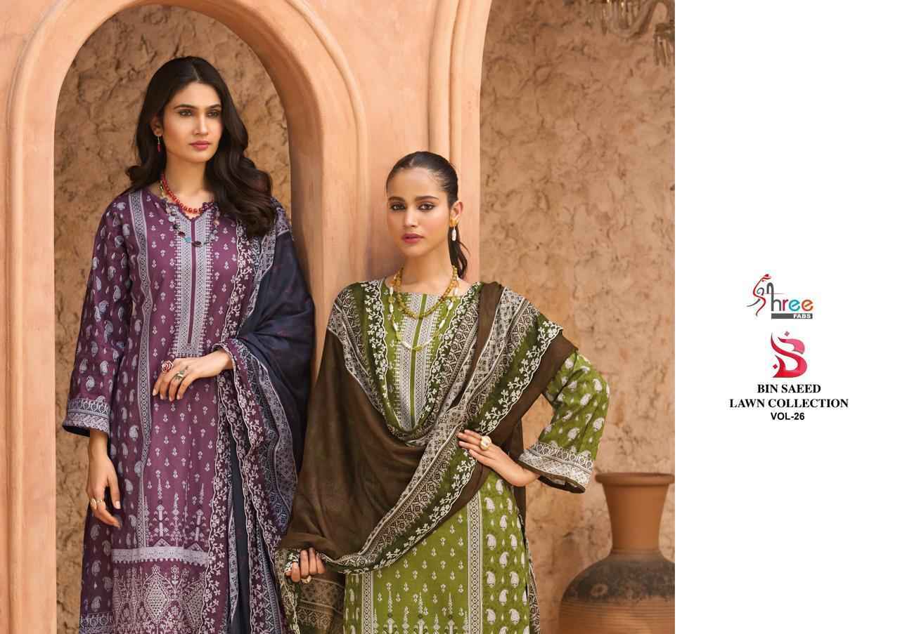 Shree Fabs Bin Saeed Lawn Collection Vol-26 Cotton Dress Material (6 pcs Catalogue)