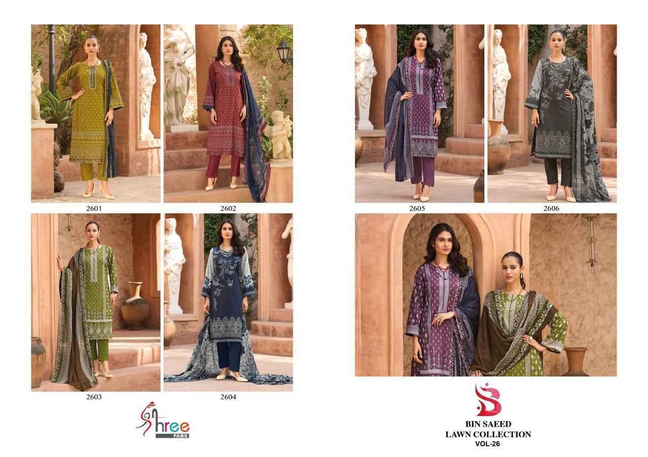 Shree Fabs Bin Saeed Lawn Collection Vol-26 Cotton Dress Material (6 pcs Catalogue)