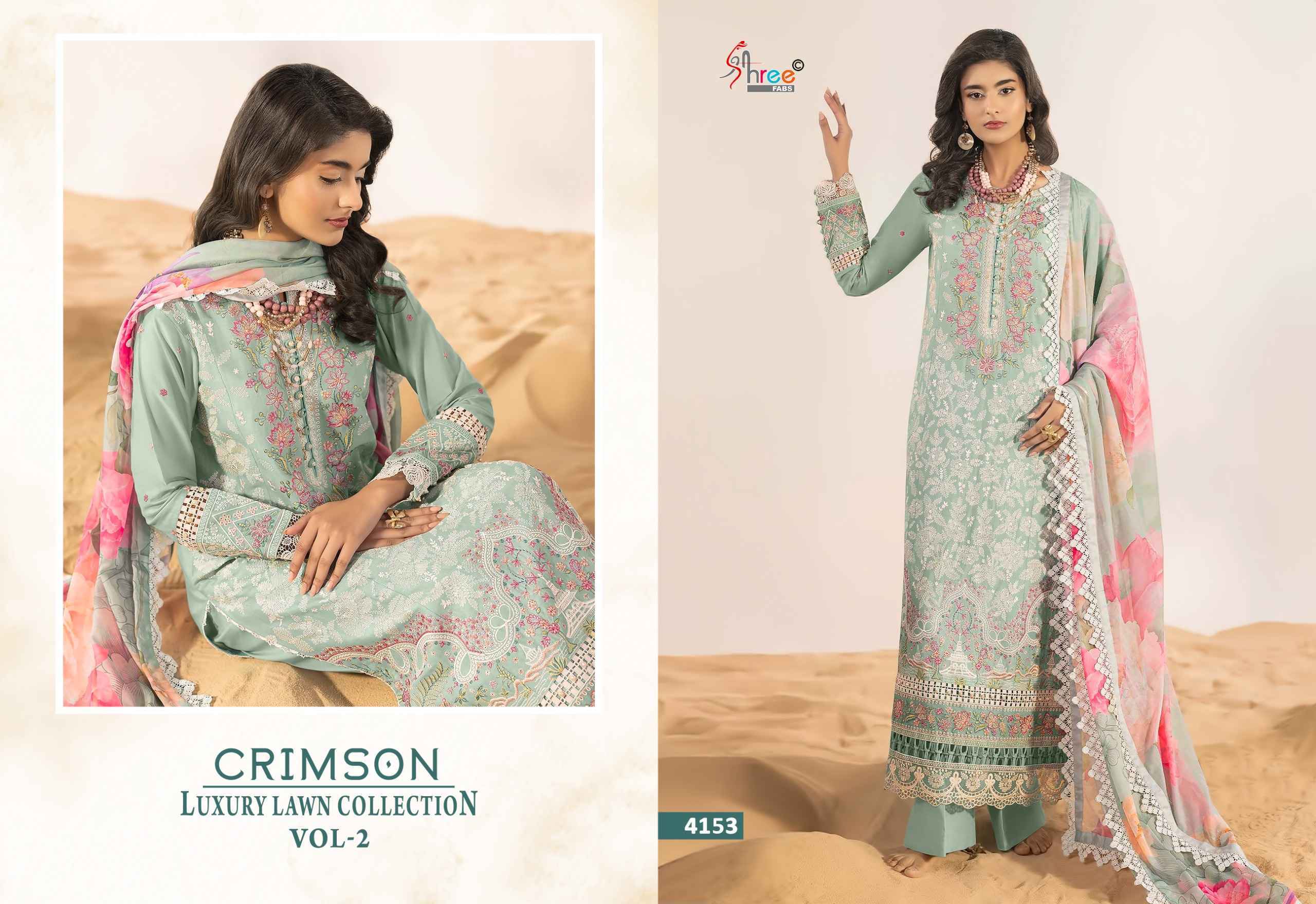 Shree Fabs Crimson Luxury Lawn Collection Vol-2 Cotton Dress Material (5 pcs Catalogue)