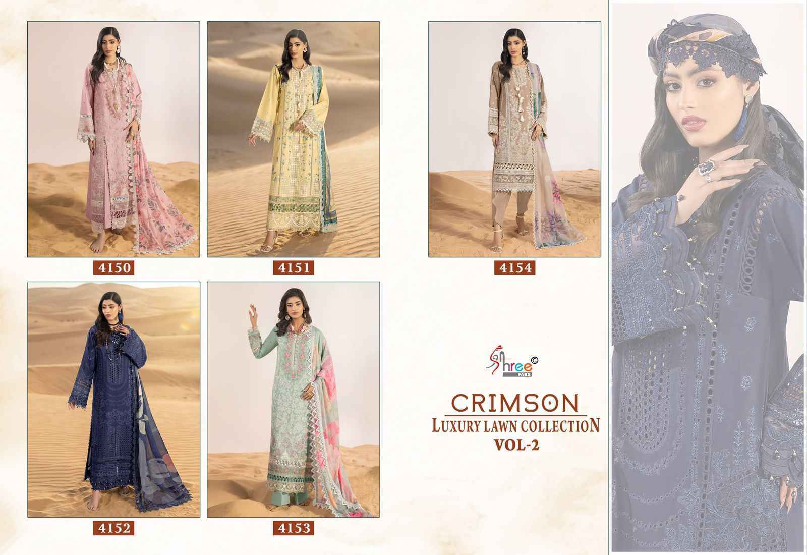 Shree Fabs Crimson Luxury Lawn Collection Vol-2 Cotton Dress Material (5 pcs Catalogue)