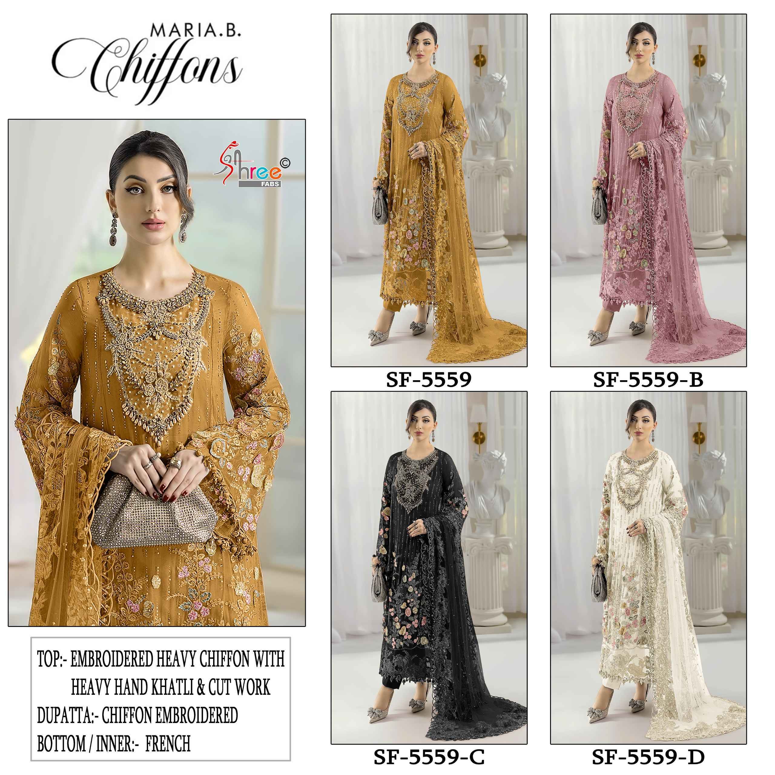 Shree Fabs D No SF-5559 Chiffon Dress Material (4 pcs Catalogue)