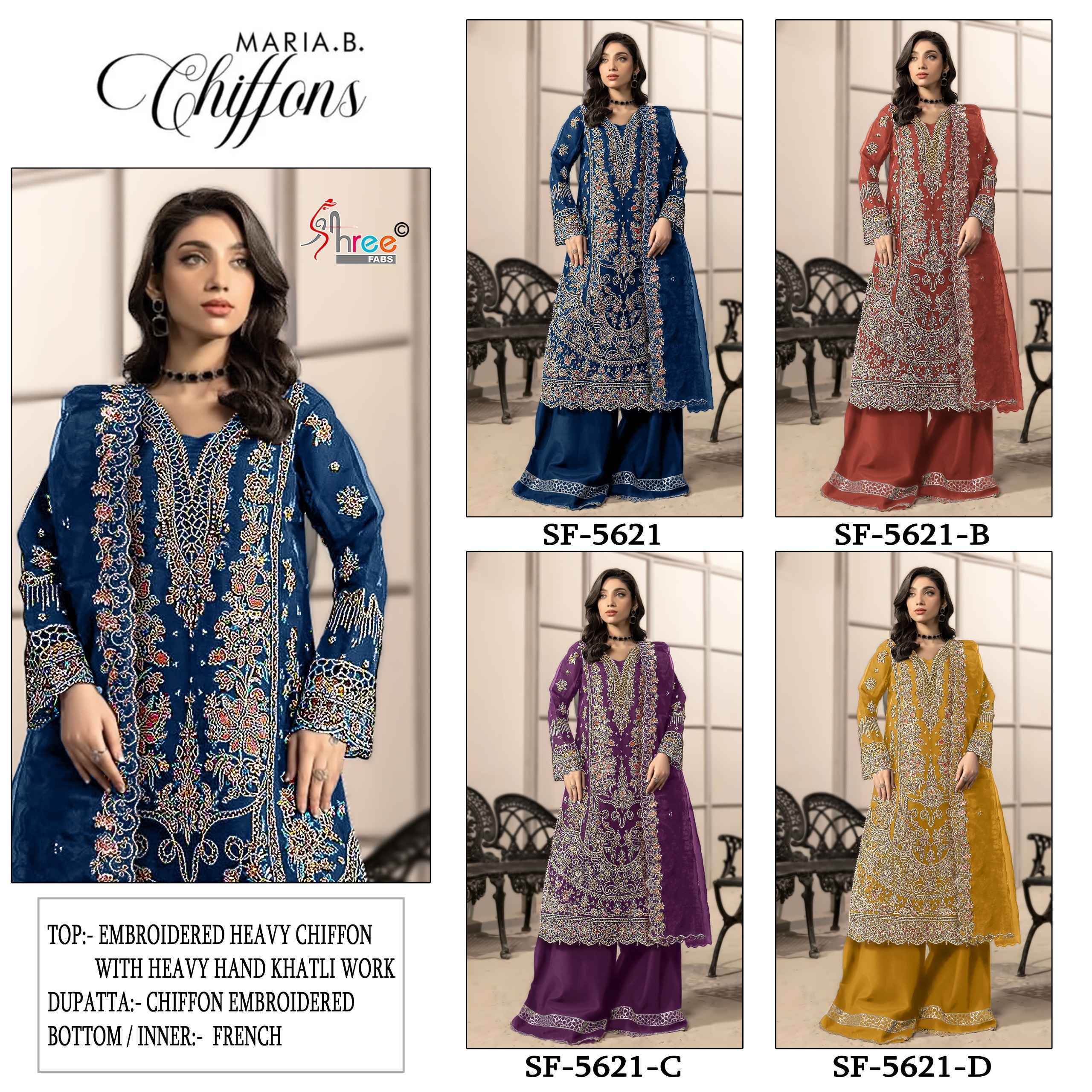 Shree Fabs D No SF-5621 Chiffon Dress Material (4 pcs Catalogue)