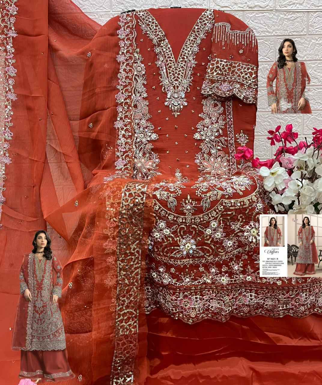 Shree Fabs D No SF-5621 Chiffon Dress Material (4 pcs Catalogue)