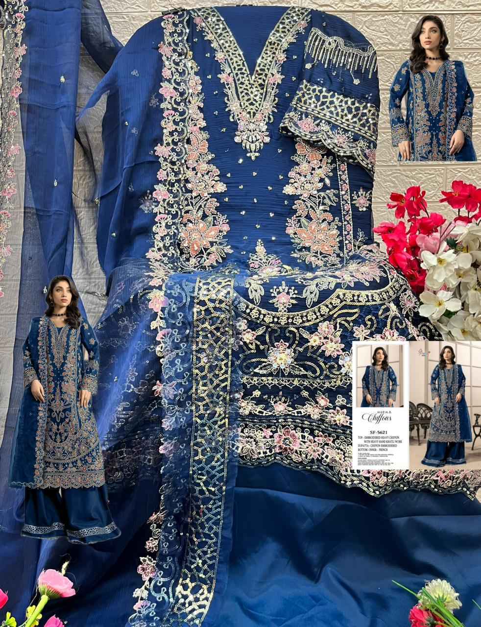 Shree Fabs D No SF-5621 Chiffon Dress Material (4 pcs Catalogue)