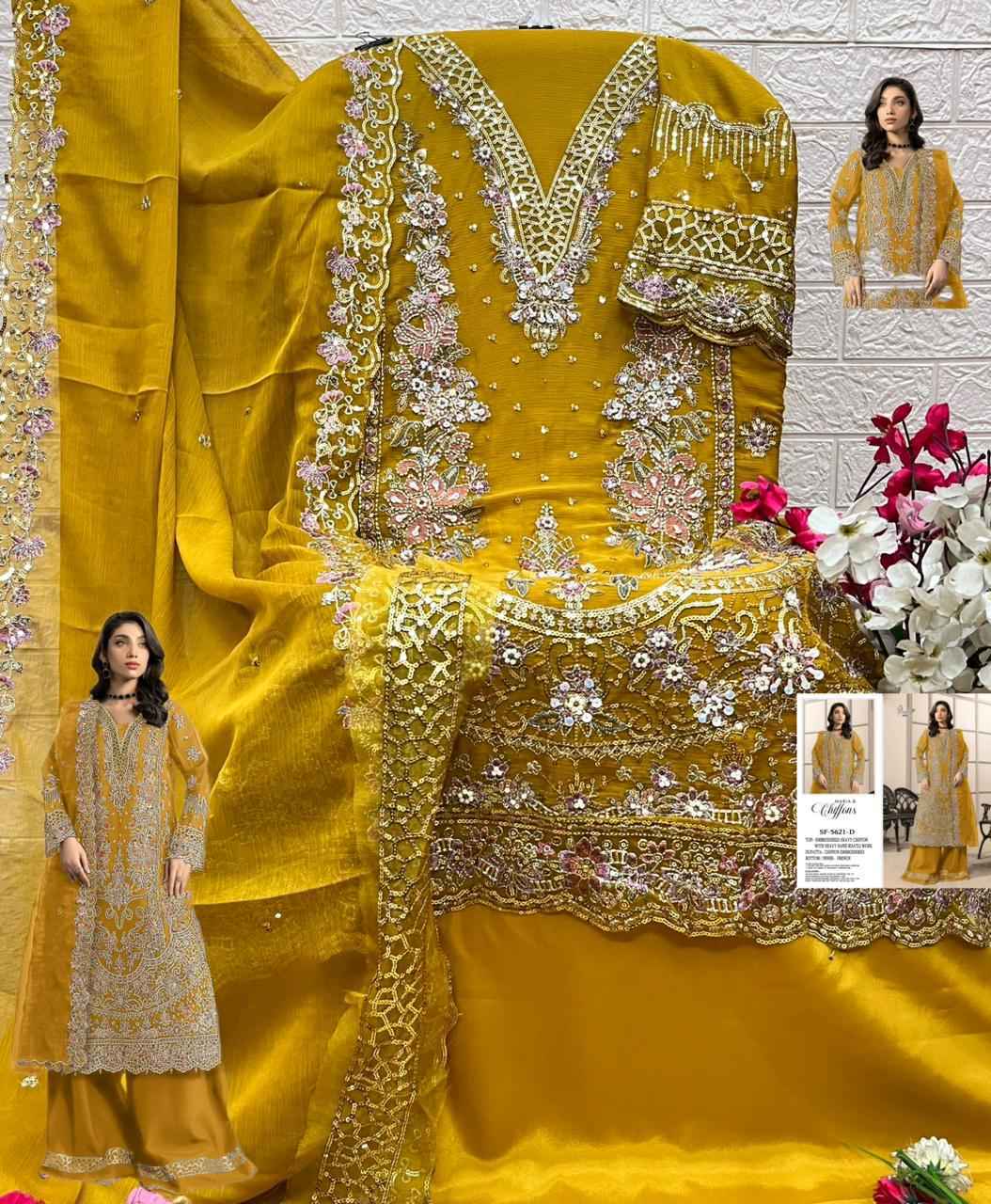 Shree Fabs D No SF-5621 Chiffon Dress Material (4 pcs Catalogue)