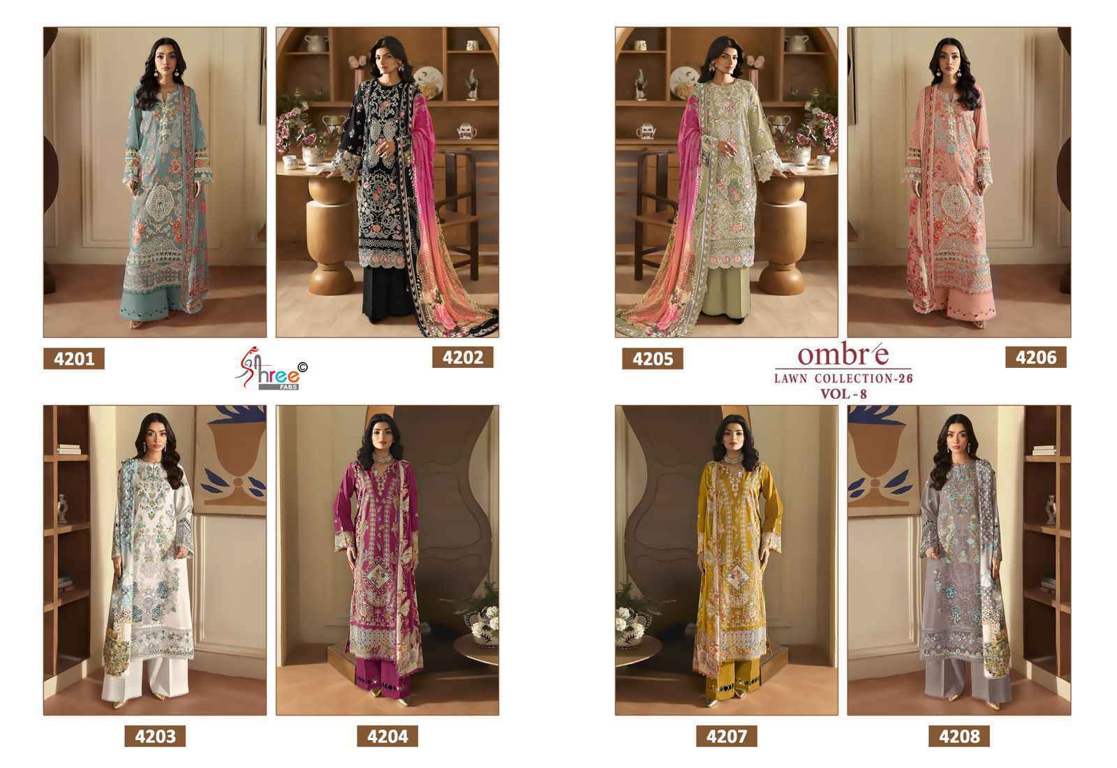 Shree Fabs Ombre Lawn Collection 26 Vol-8 Cotton Dress Material (8 pcs Catalogue)