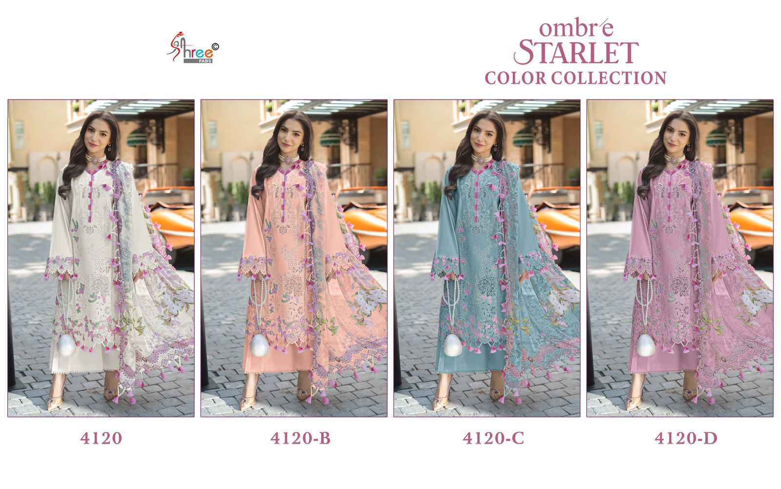 Shree Fabs Ombre Starlet Color Collection Cotton Dress Material (4 pcs Catalogue)