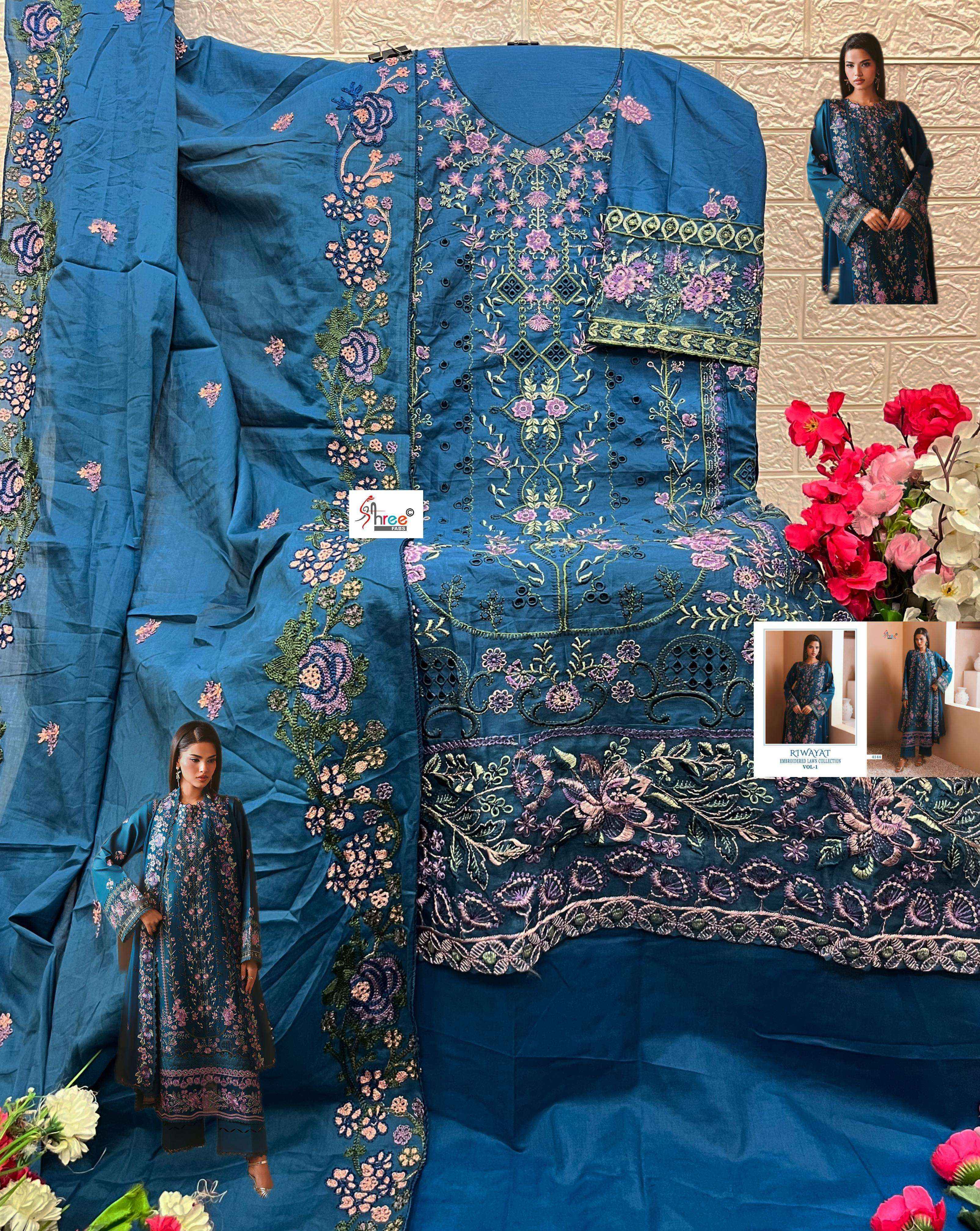 Shree Fabs Riwayat Embroidered Lawn Collection Vol-1 Cotton Dress Material (5 pcs Catalogue)