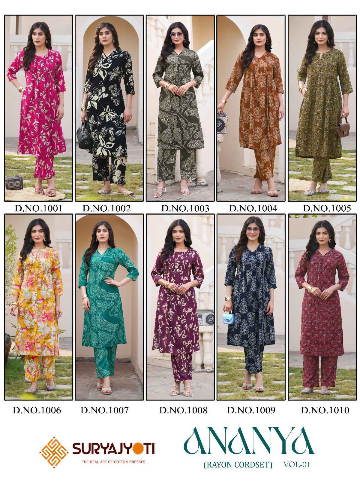 Suryajyoti Ananya Vol-1 Rayon Co Ord Set (10 pcs Catalogue)