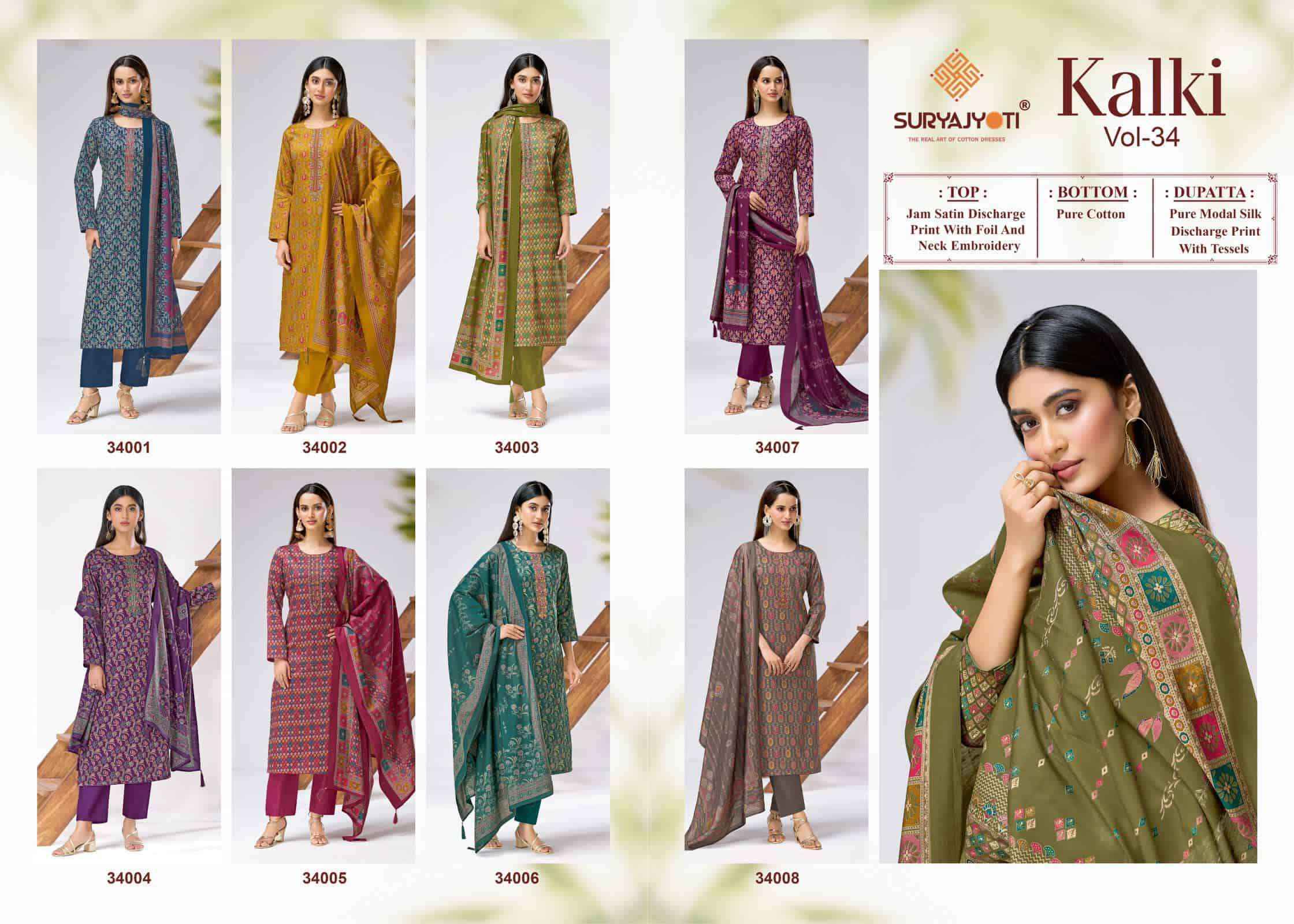 Suryajyoti Kalki Vol-34 Jam Satin Dress Material (8 Pcs Catalouge)