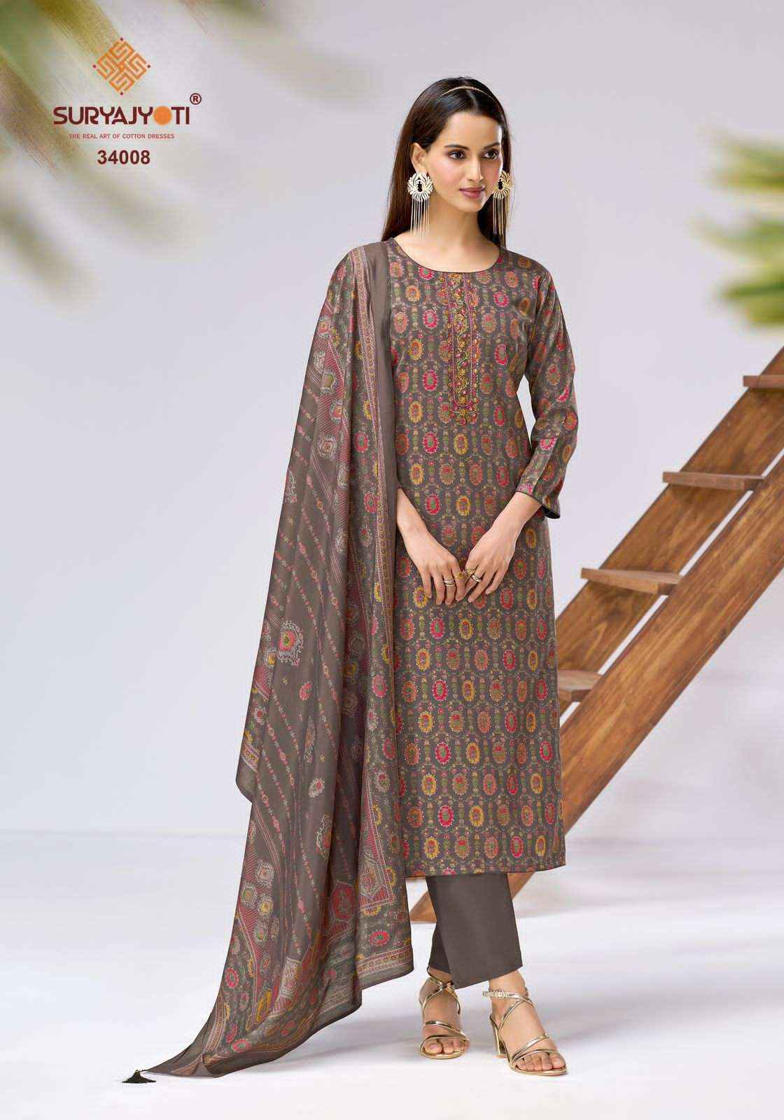 Suryajyoti Kalki Vol-34 Jam Satin Dress Material (8 Pcs Catalouge)