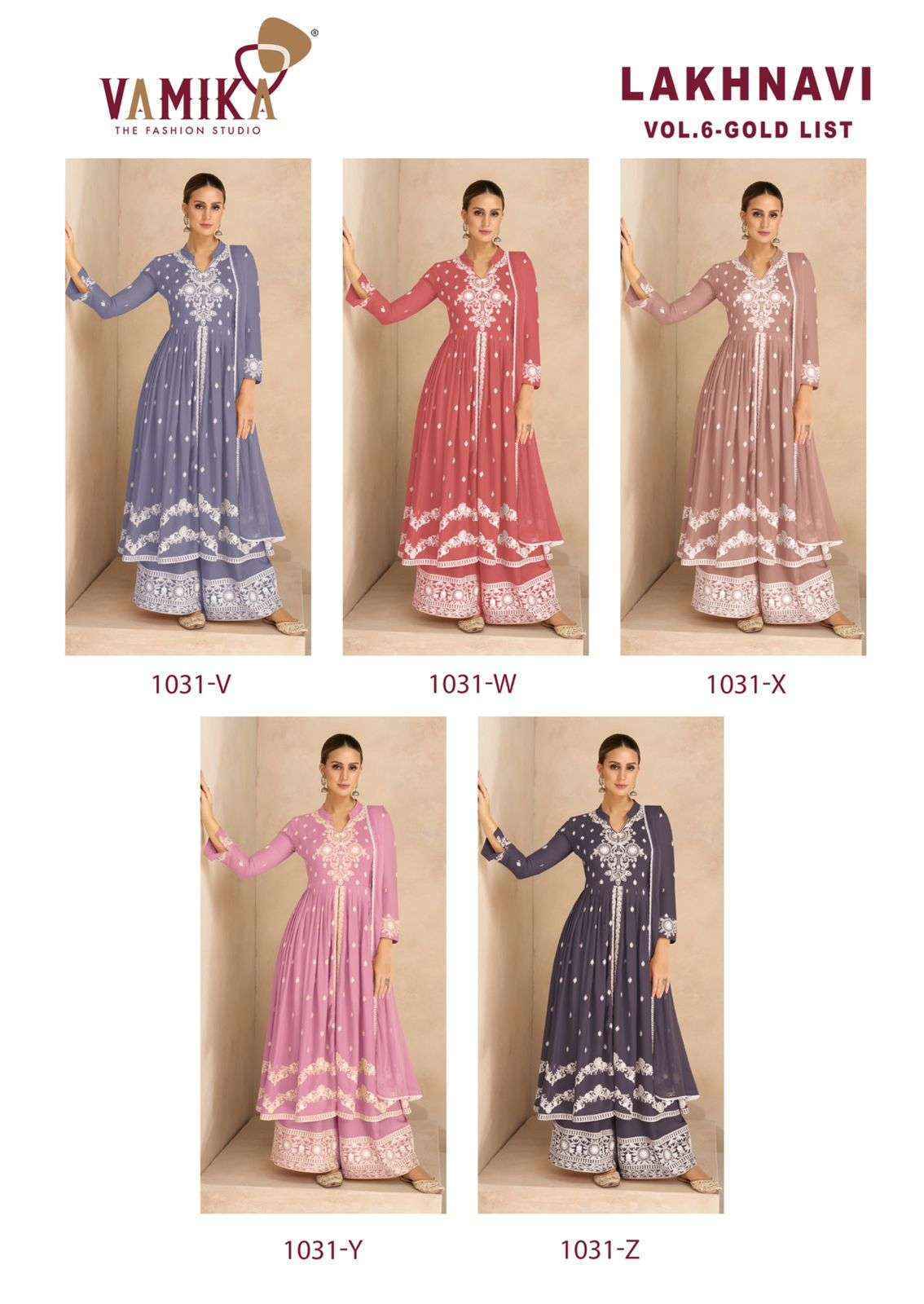Vamika Lakhnavi Vol-6 Gold List Rayon Readymade Suit (5 pcs Catalogue)