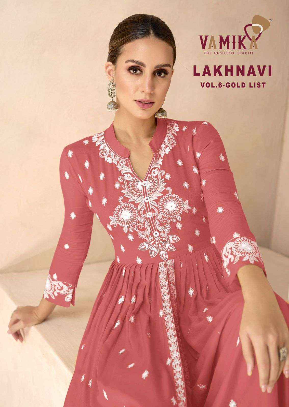Vamika Lakhnavi Vol-6 Gold List Rayon Readymade Suit (5 pcs Catalogue)