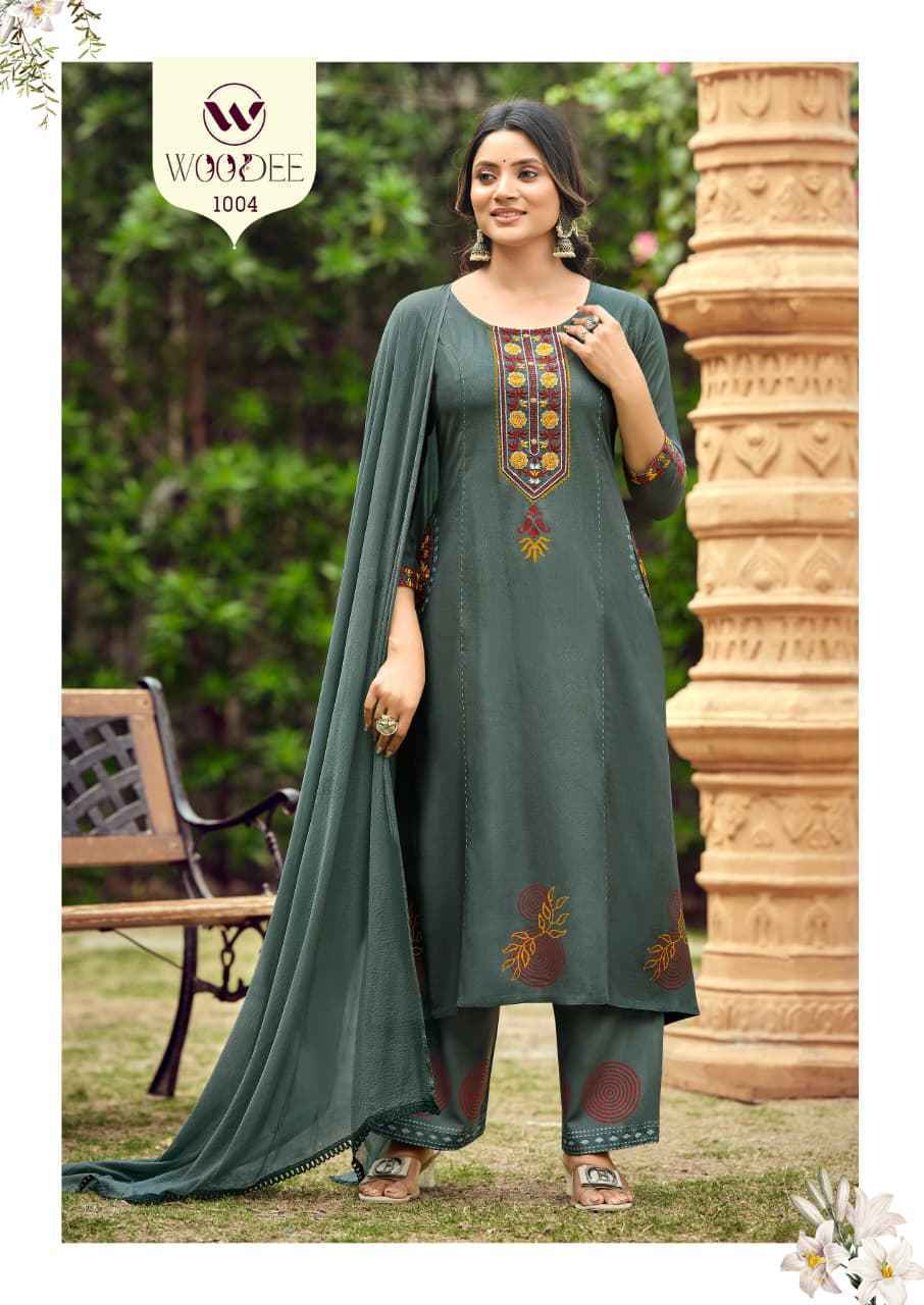 Woodee Saanvi Rayon Readymade Suit (6 pcs catalogue)
