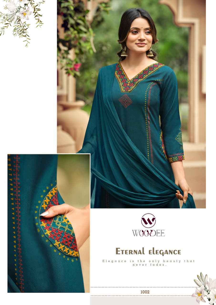Woodee Saanvi Rayon Readymade Suit (6 pcs catalogue)