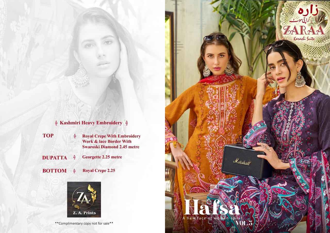 Zaraa Hafsa Vol-3 French Crep Dress Material (8 pcs Catalogue)