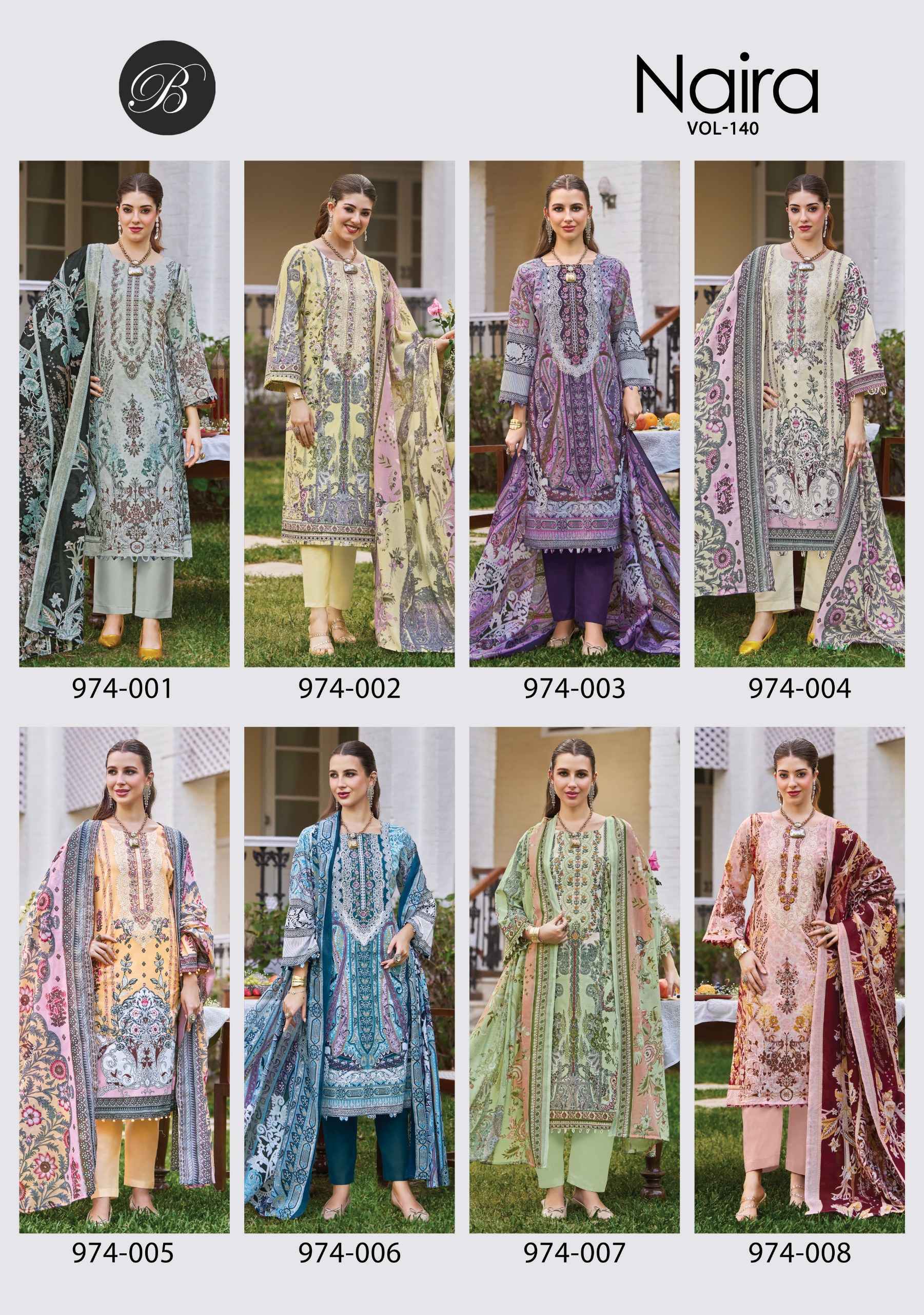 Belliza Naira Vol-140 Cotton Dress Material (8 pcs Cataloge)