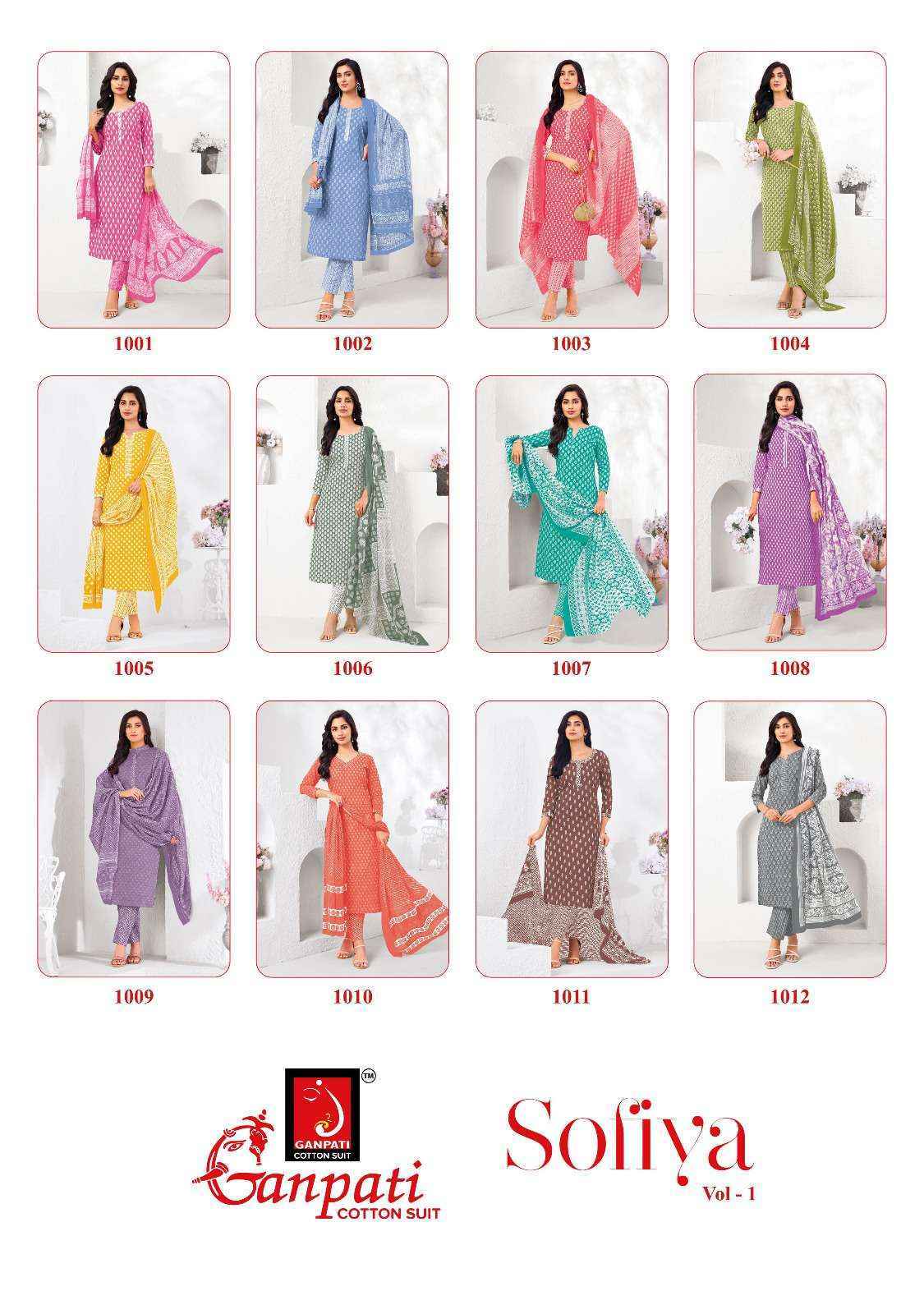 Ganpati Sofiya Vol-1 Cotton Dress Material (12 pcs Catalogue)