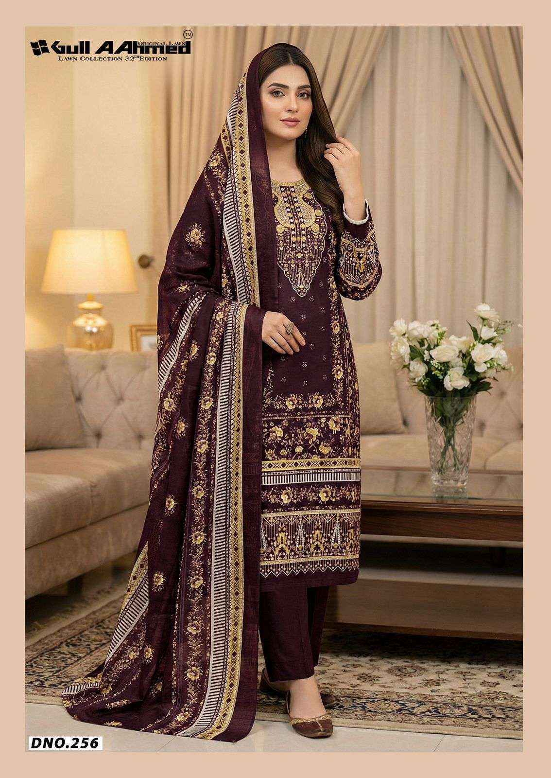 Gull Ahmed Lawn Collection Vol-32 Cambric Cotton Dress Material (6 Pc Catalouge)