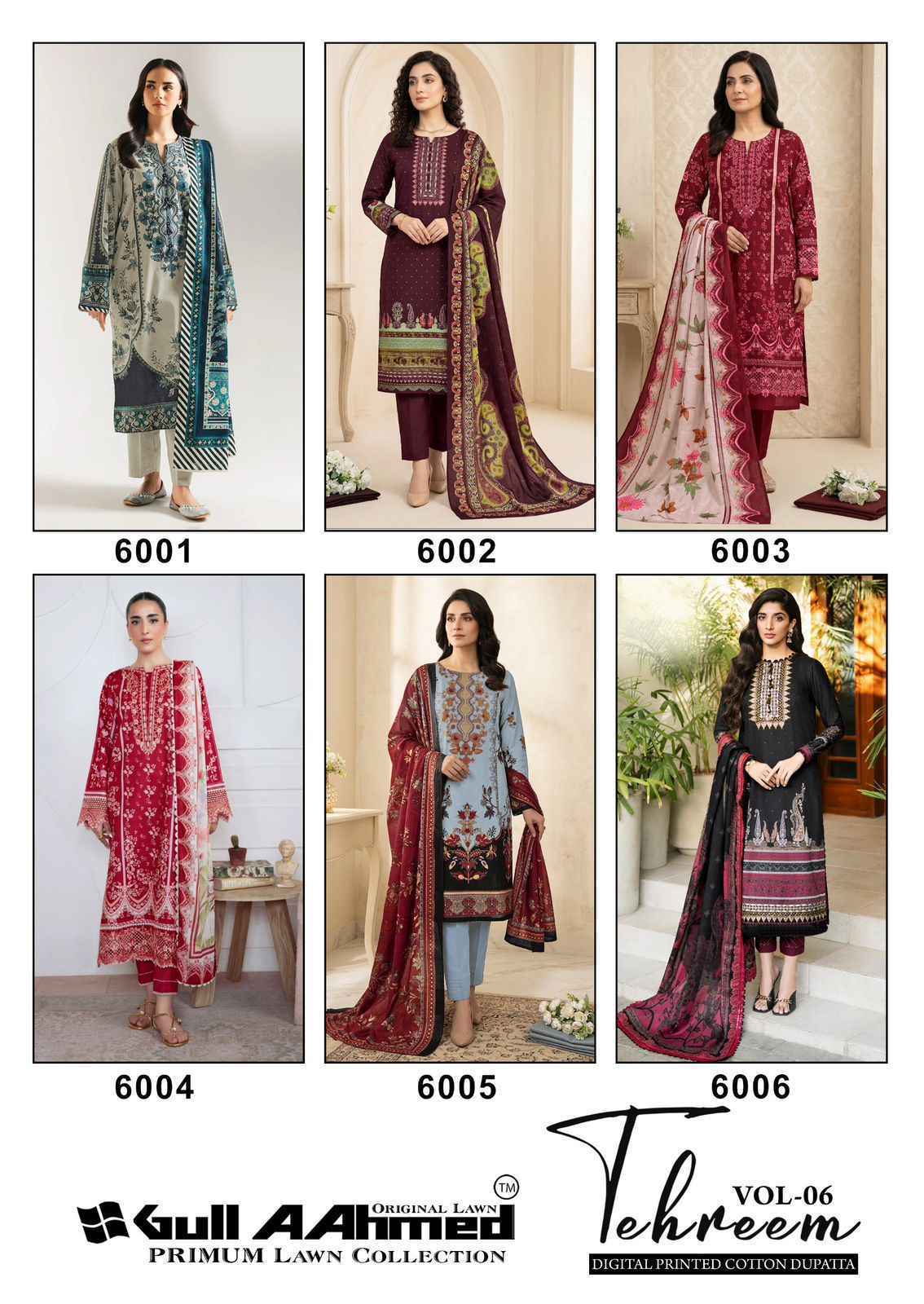 Gull Ahmed Tehreem Vol-6 Cambridge Cotton Dress Material (6 Pc Catalouge)
