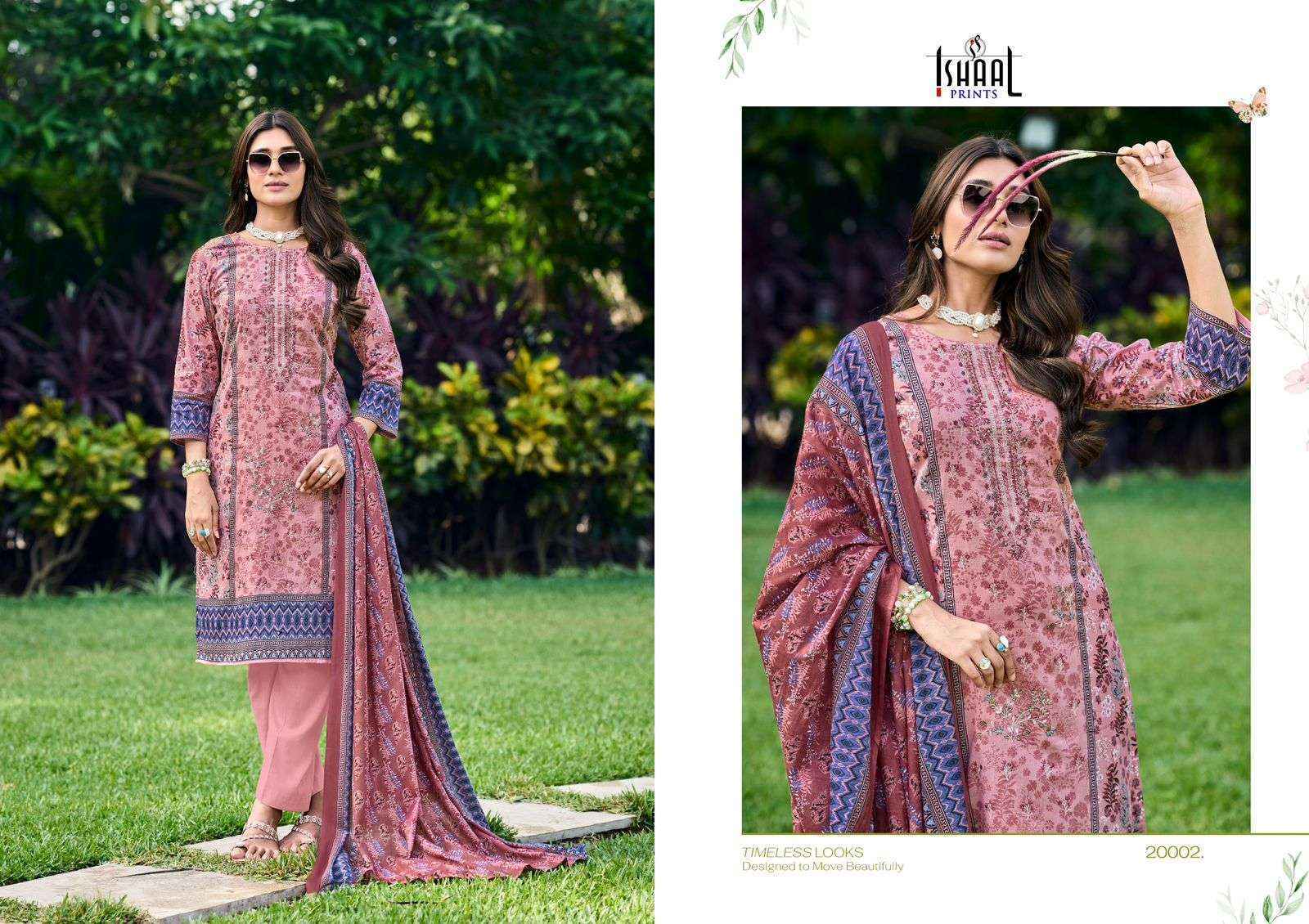 Ishaal Embroidered Vol-20 Lawn Cotton Dress Material (10 pcs Catalogue)