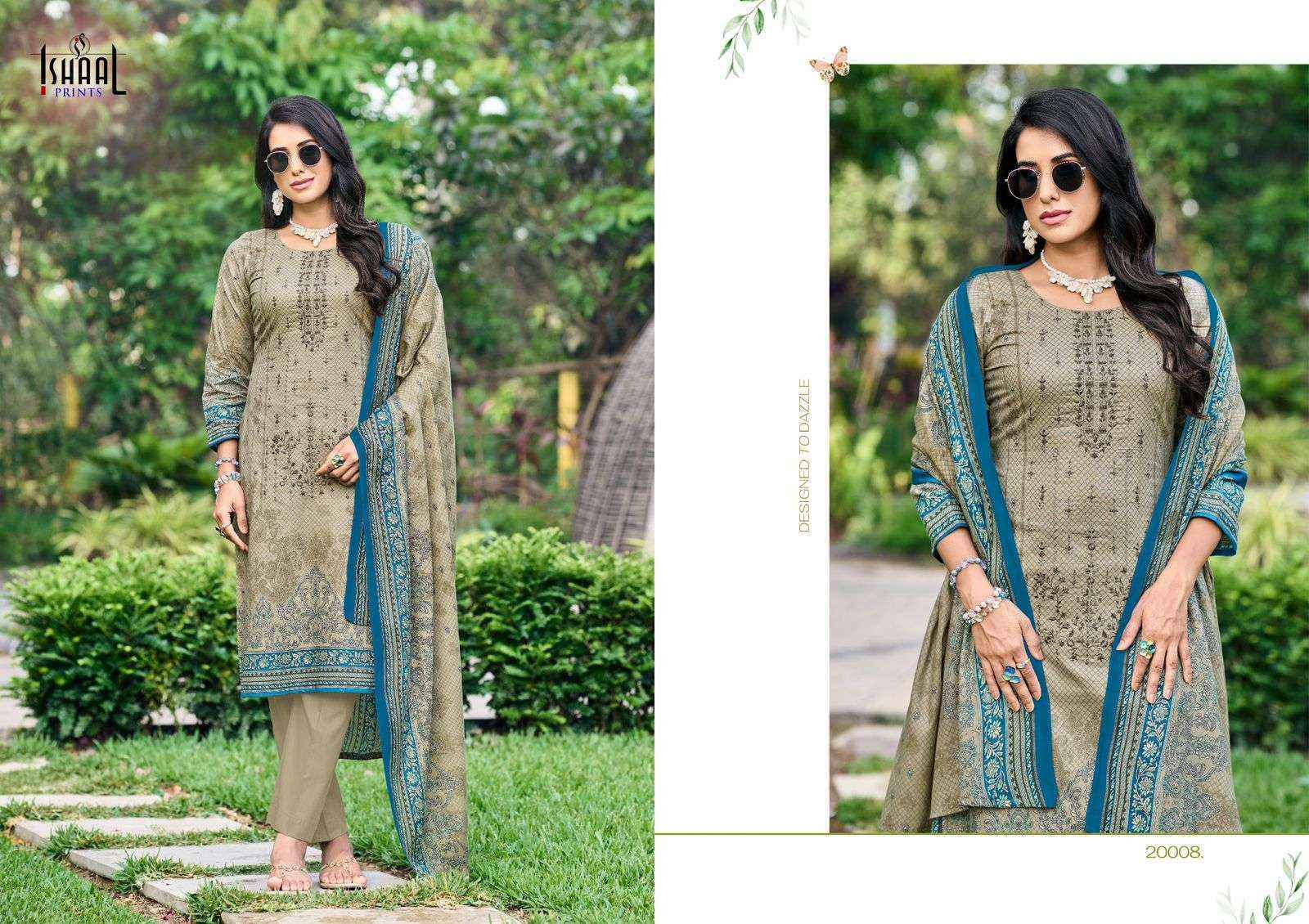 Ishaal Embroidered Vol-20 Lawn Cotton Dress Material (10 pcs Catalogue)