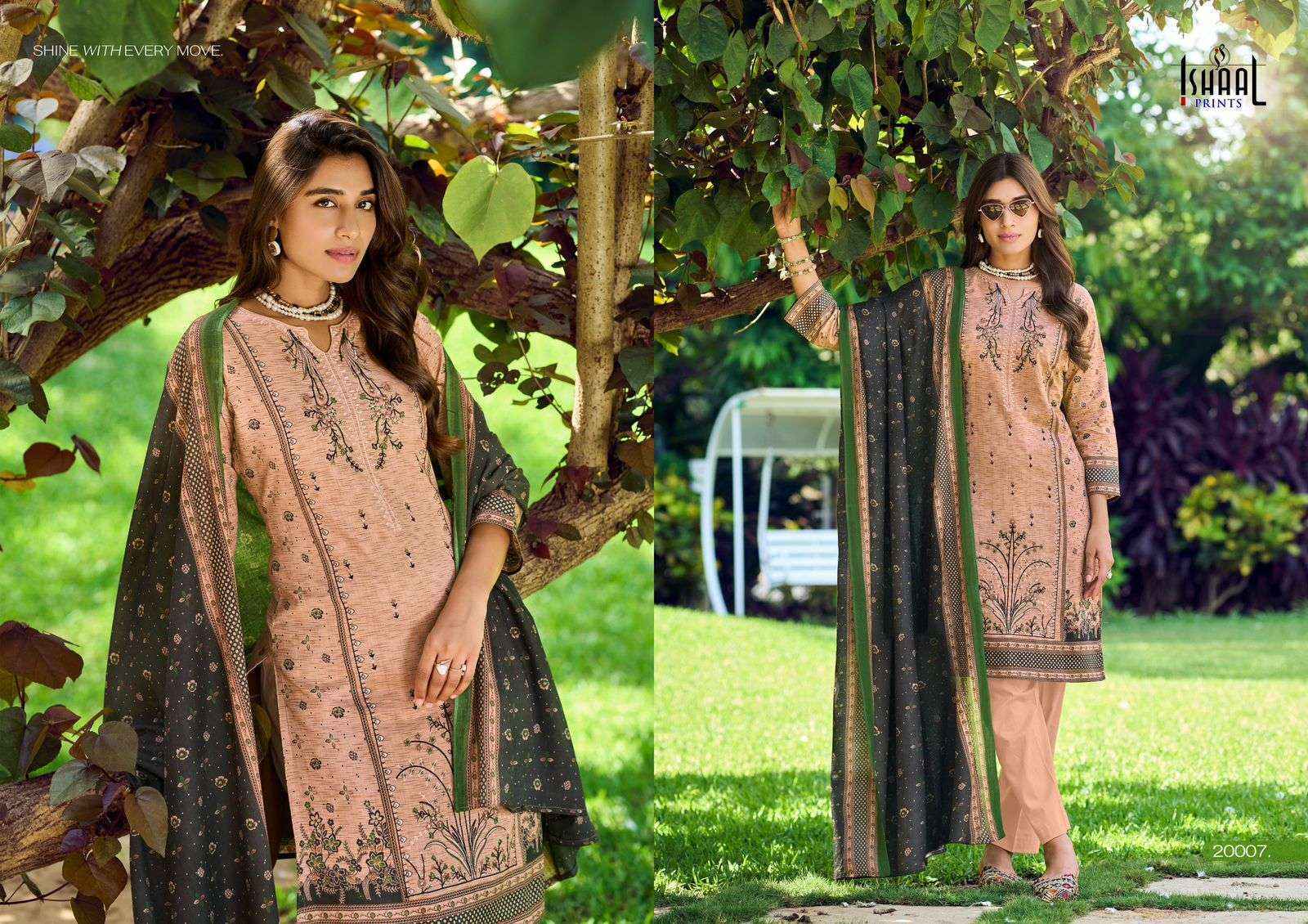 Ishaal Embroidered Vol-20 Lawn Cotton Dress Material (10 pcs Catalogue)