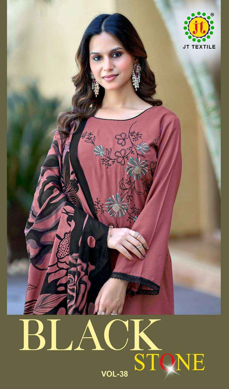 Jt Black Stone Vol-38 Rayon Dress Material (5 pcs Catalogue)