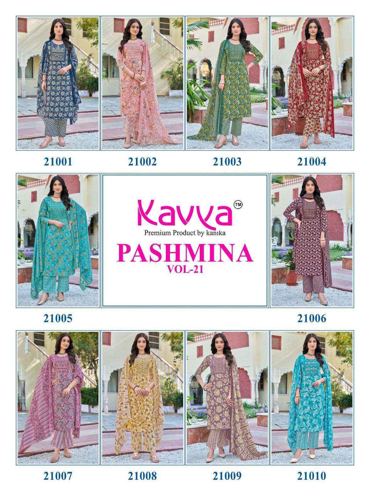 Kavya Pashmina Vol-21 Malasian Cotton Readymade Suit (10 pcs Catalogue)