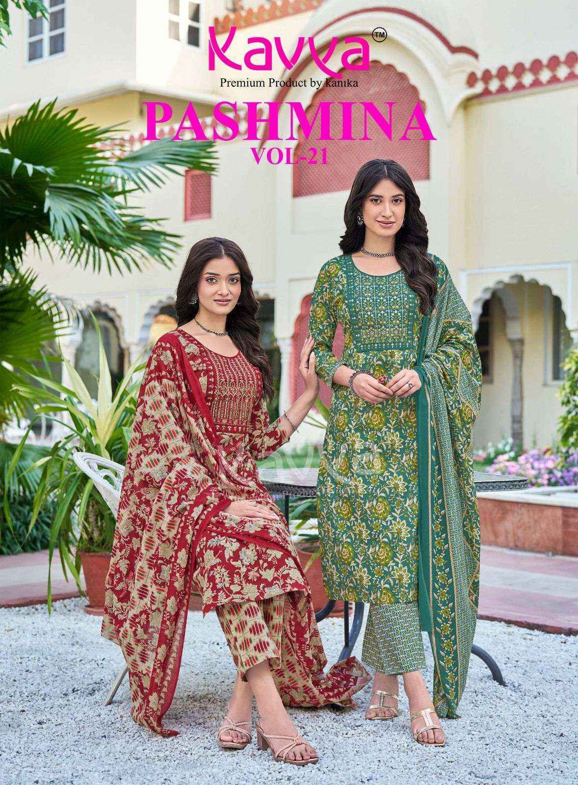Kavya Pashmina Vol-21 Malasian Cotton Readymade Suit (10 pcs Catalogue)