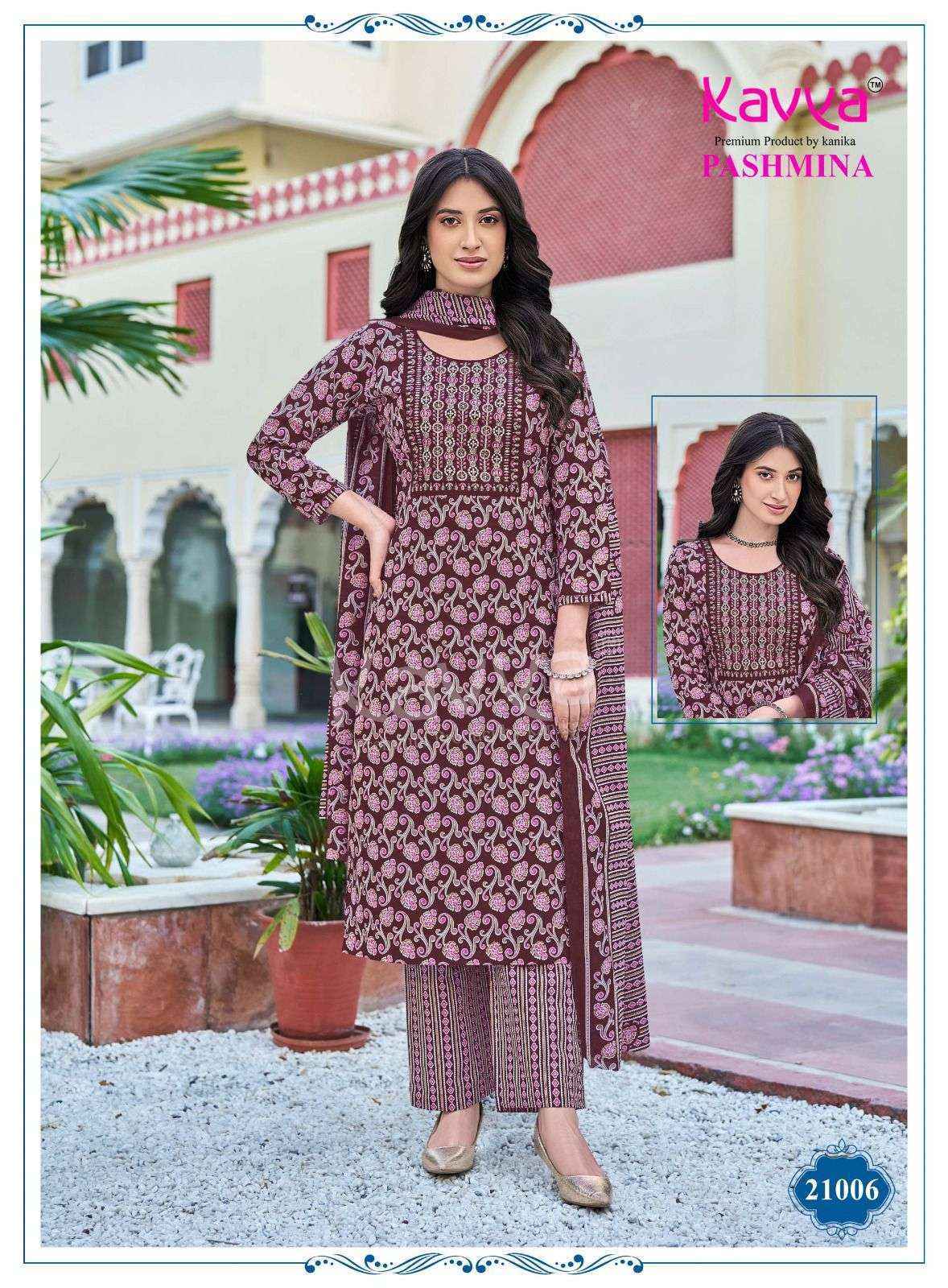 Kavya Pashmina Vol-21 Malasian Cotton Readymade Suit (10 pcs Catalogue)