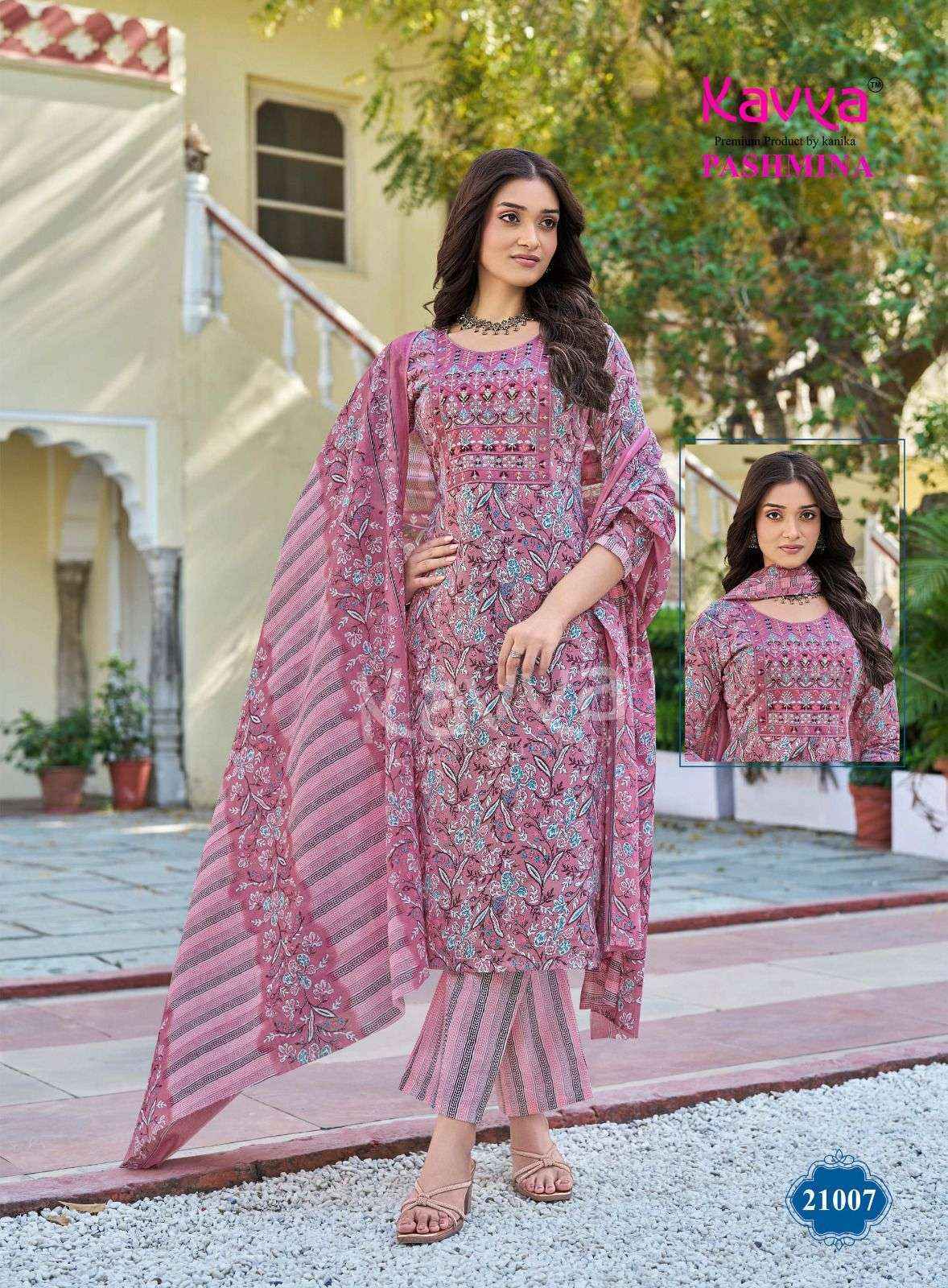 Kavya Pashmina Vol-21 Malasian Cotton Readymade Suit (10 pcs Catalogue)