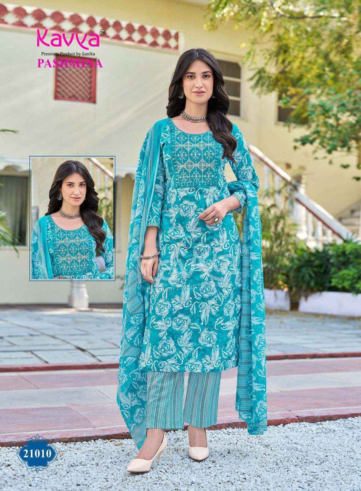 Kavya Pashmina Vol-21 Malasian Cotton Readymade Suit (10 pcs Catalogue)