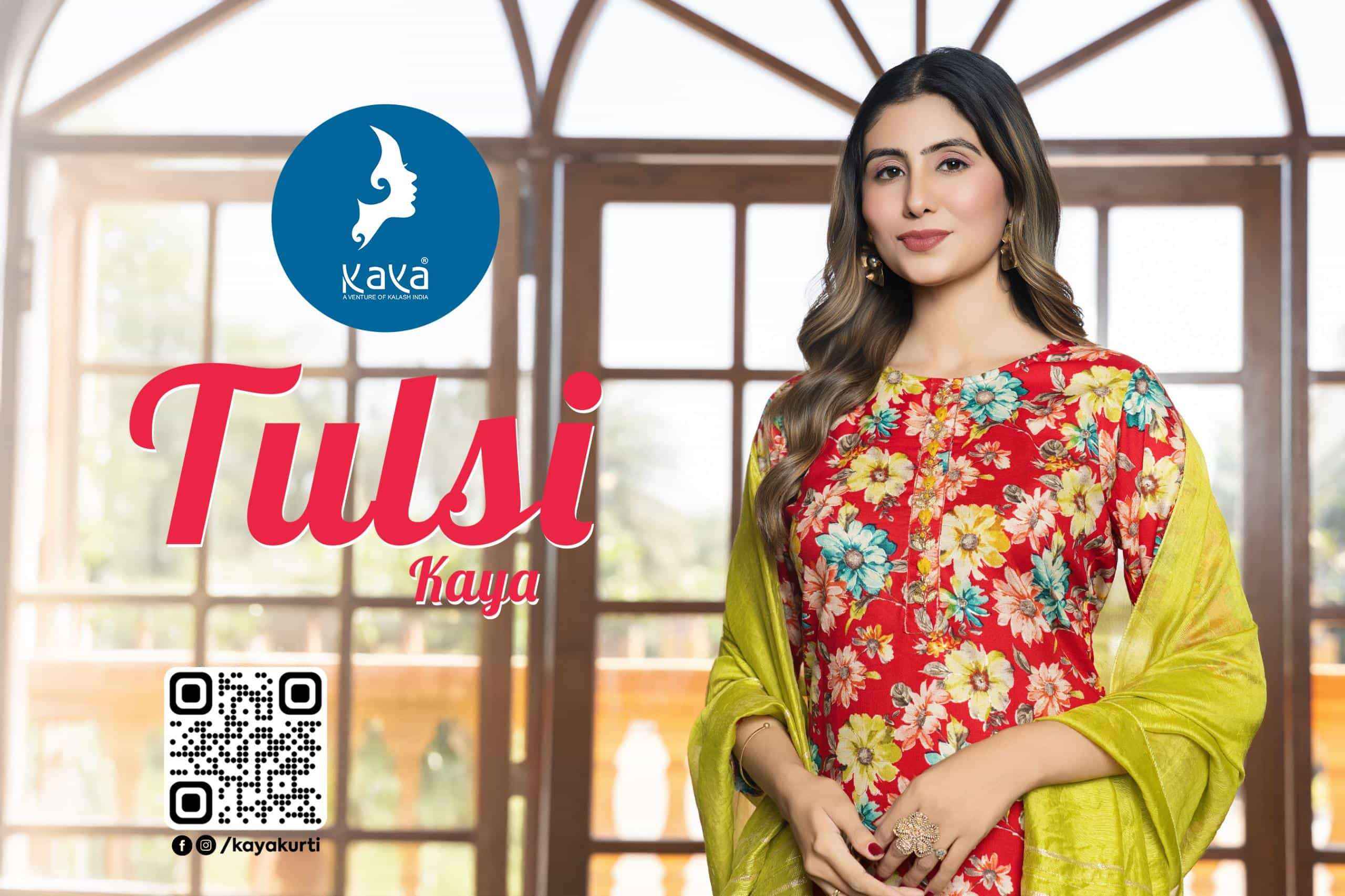 Kaya Tulsi Rayon Foil Print Readymade Suit (6 pcs Catalogue)