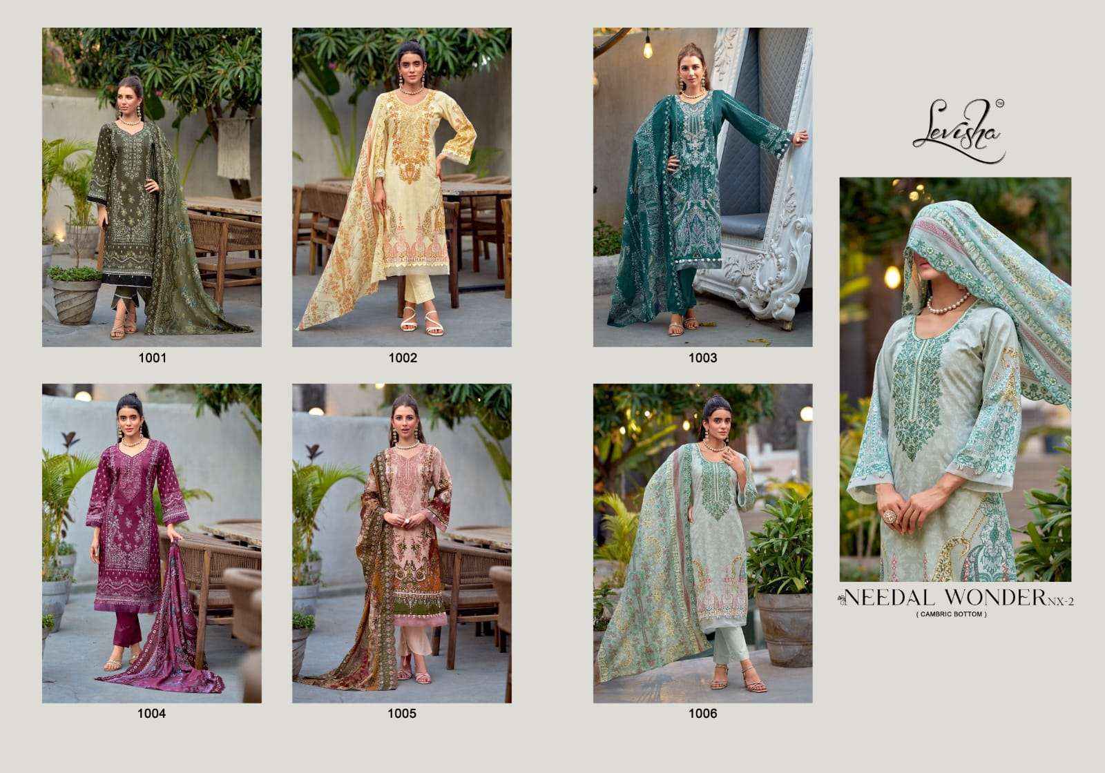 Levisha Needal Wonder Nx Vol-2 Lawn Cotton Dress Material (6 pcs Catalogue)
