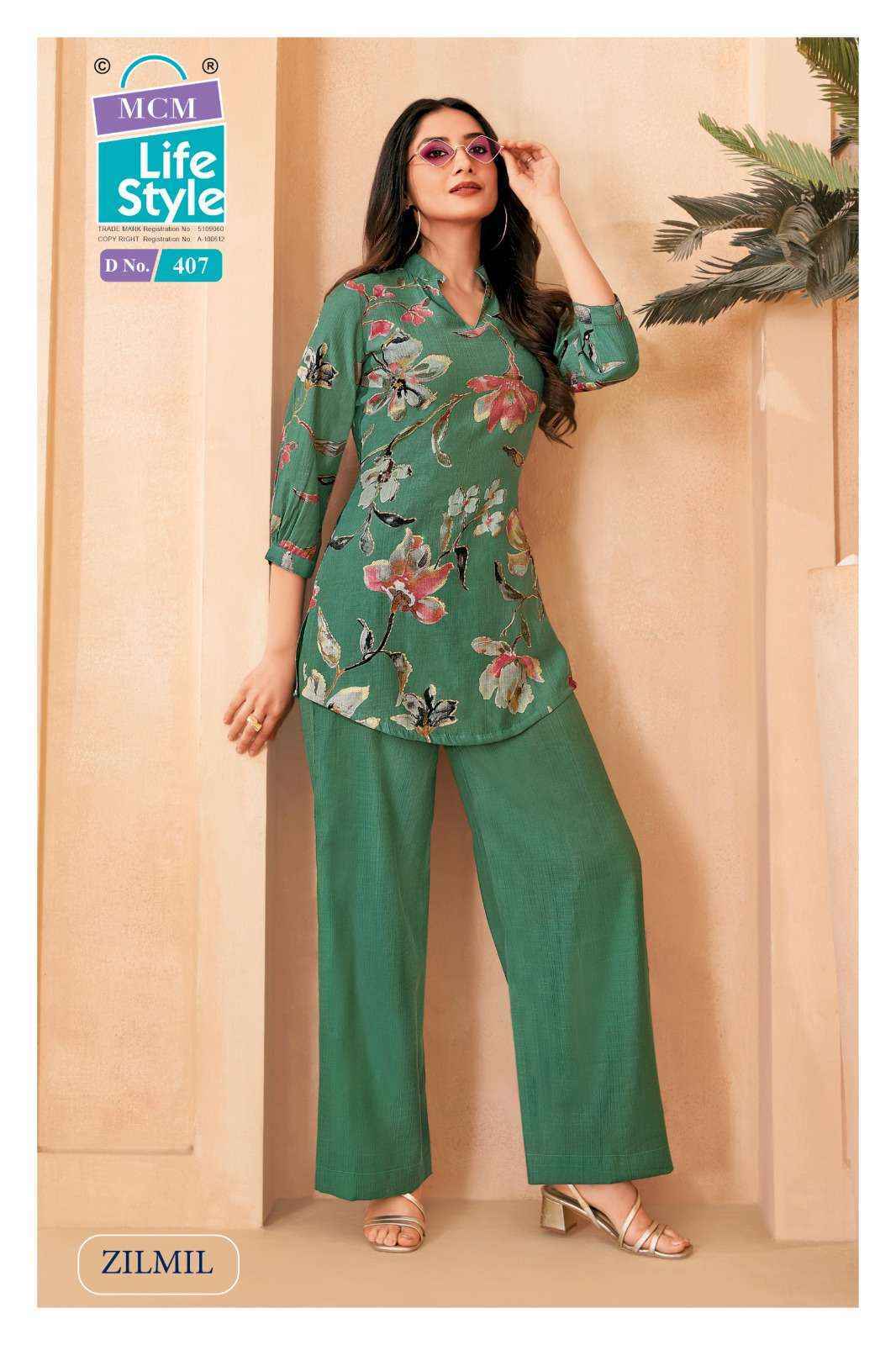 MCM Lifestyle Zilmil Vol-4 Vertican Top With Plazzo (10 pcs Catalogue)