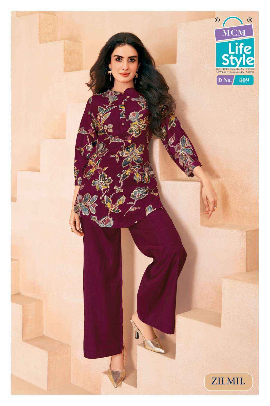 MCM Lifestyle Zilmil Vol-4 Vertican Top With Plazzo (10 pcs Catalogue)