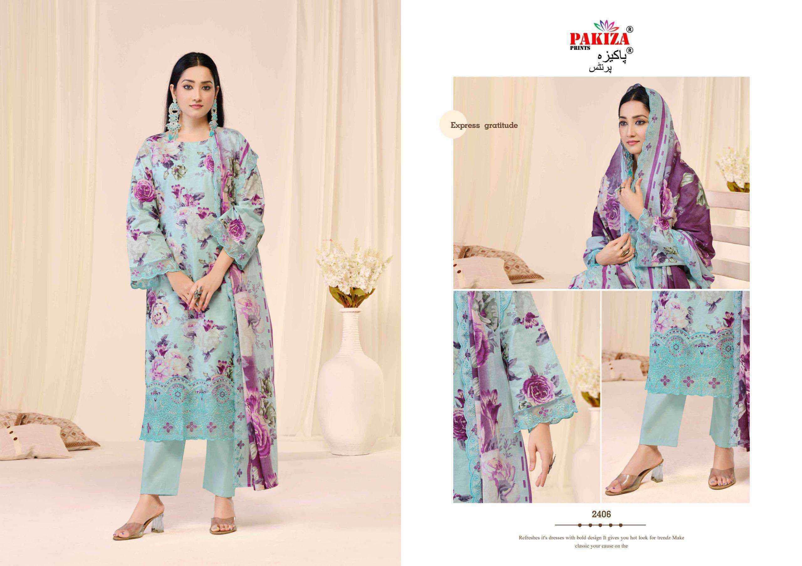 Pakiza Prints Abu Rehan Vol-24 Lawn Cotton Dress Material (7 pcs Catalogue)